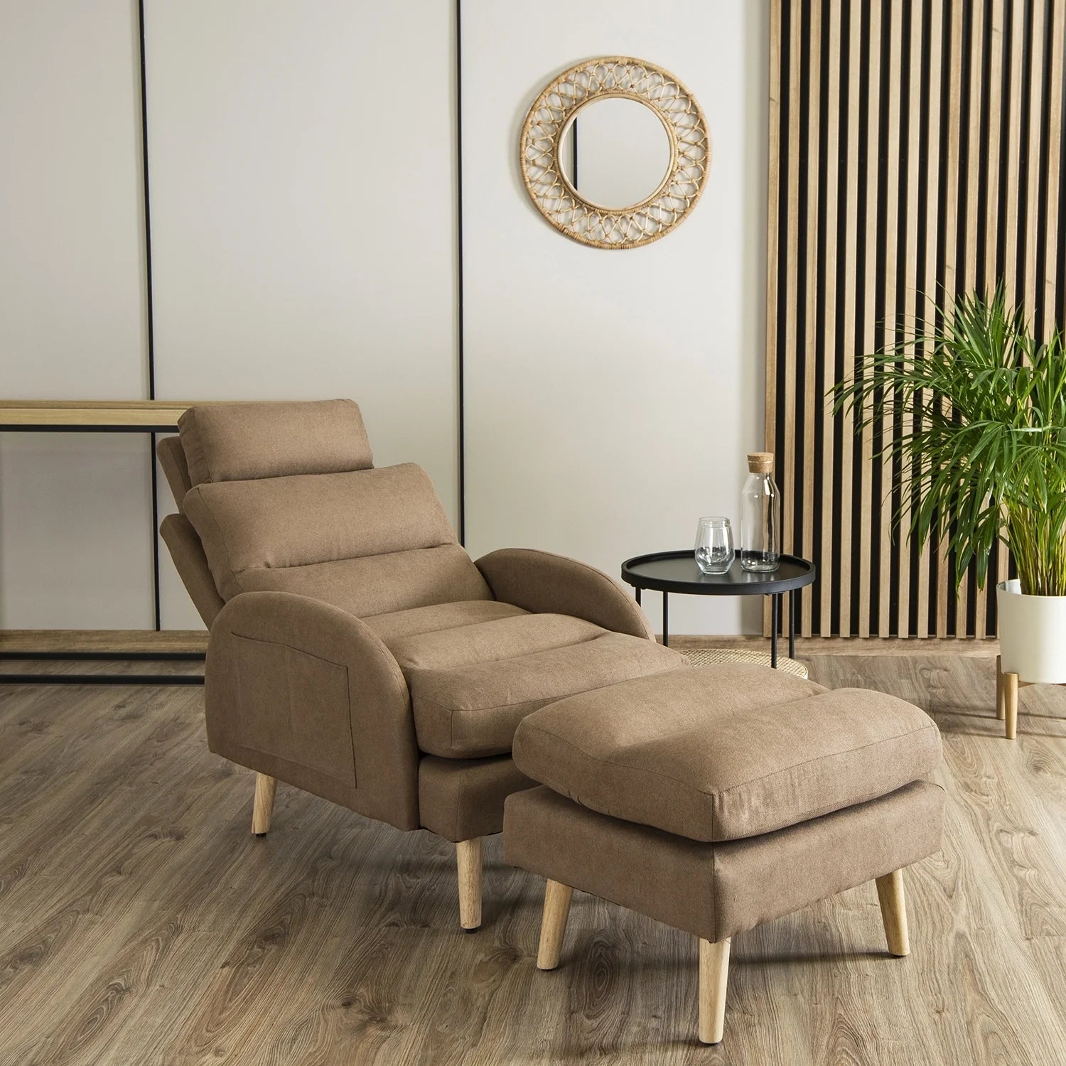 Elite HENRY Brown Recliner Armchair with Footrest