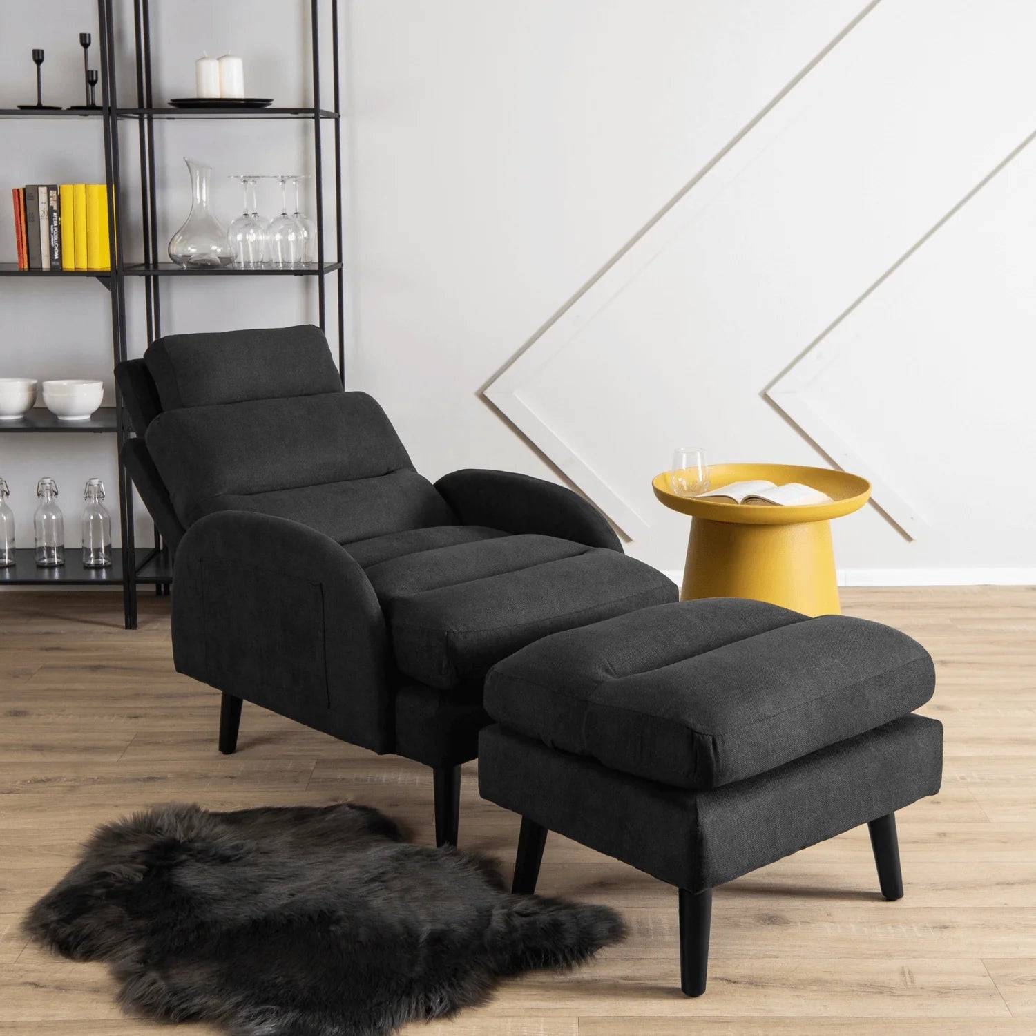 Elite HENRY Black Recliner Armchair with Footrest