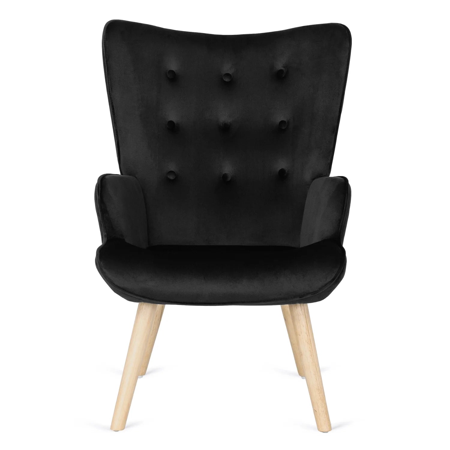 Elite LOZANO Black Velvet Armchair with Footstool