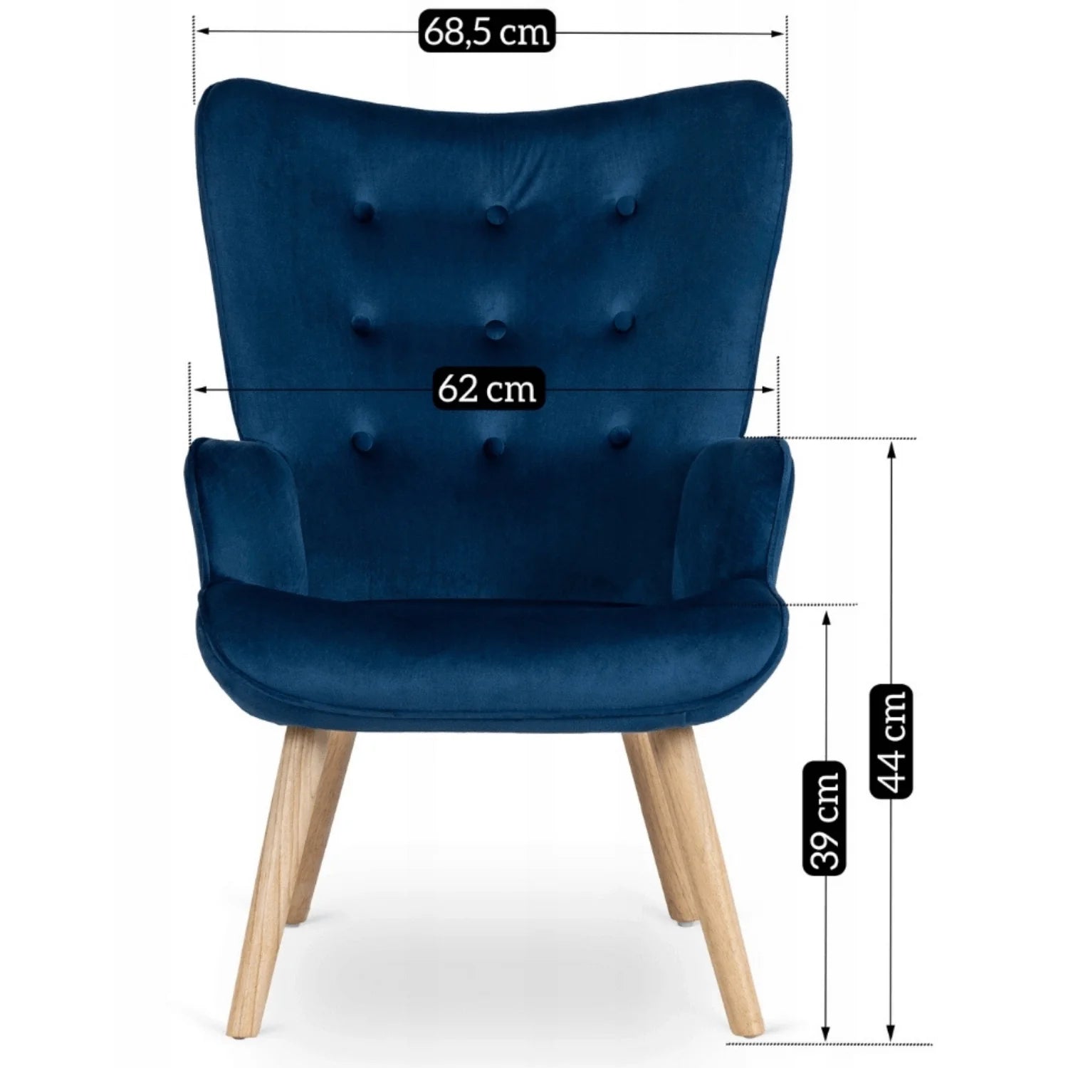 Elite LOZANO Marineblauer Samtsessel mit Fußhocker