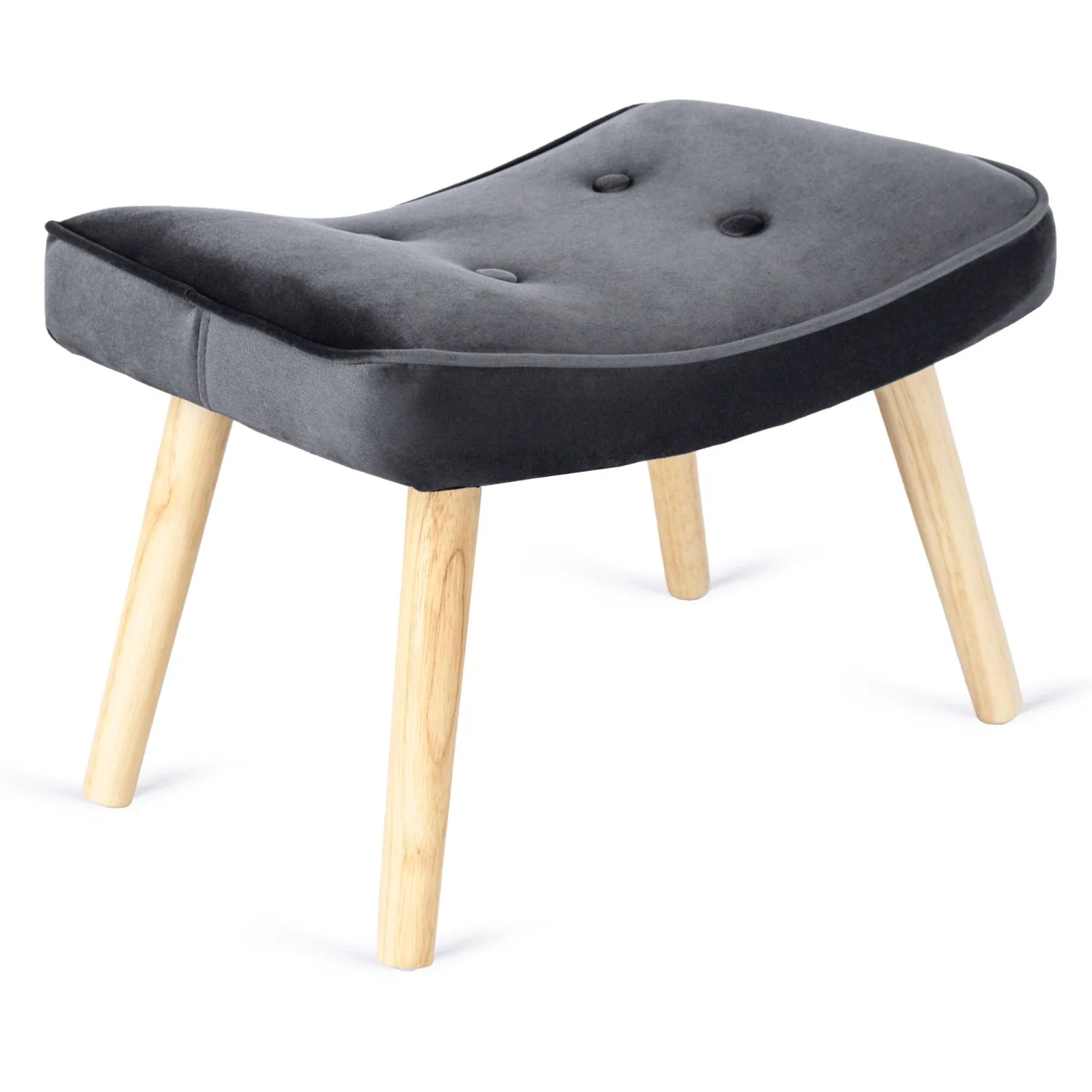 Elite LOZANO Grey Velvet Armchair with Footstool