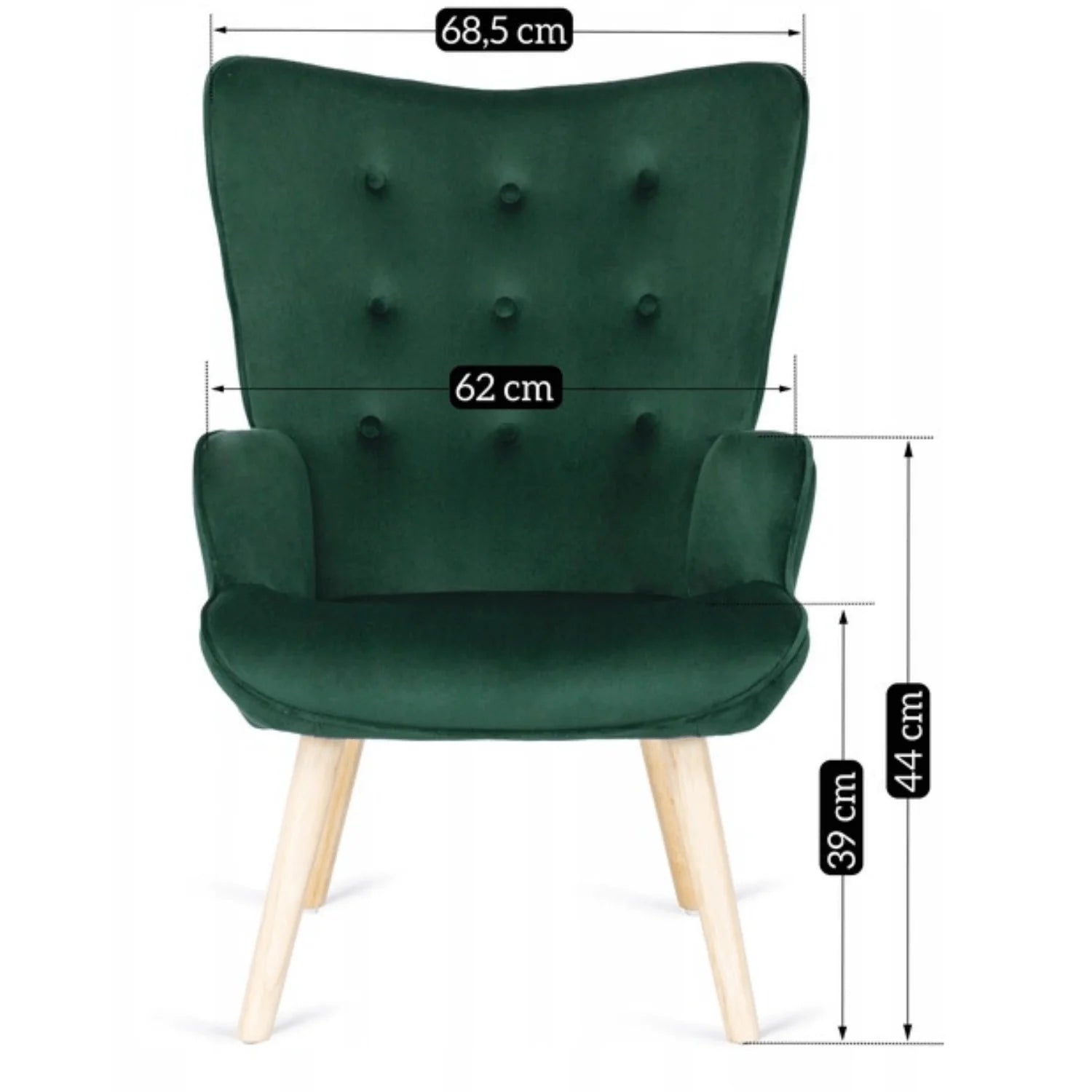Elite LOZANO Green Velvet Armchair with Footstool