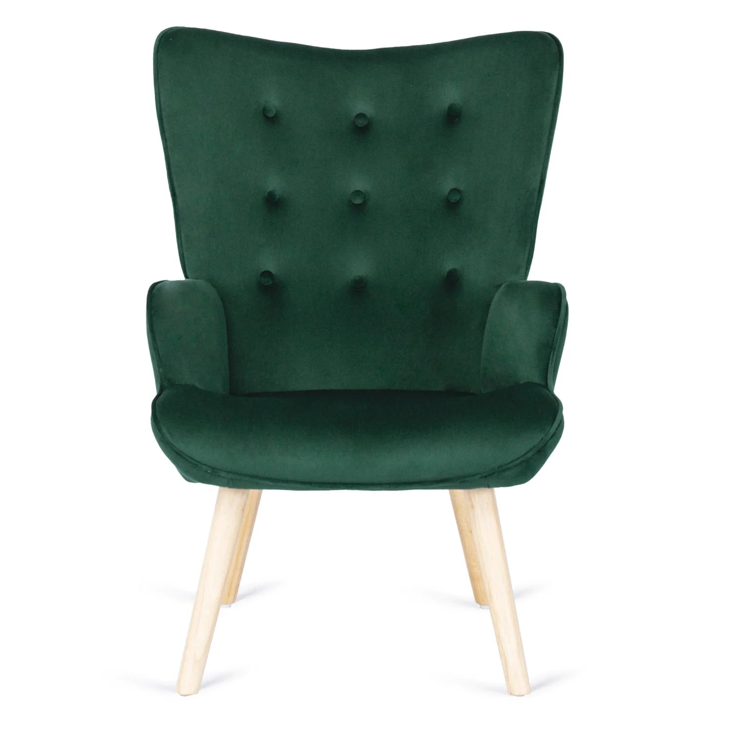 Elite LOZANO Green Velvet Armchair with Footstool