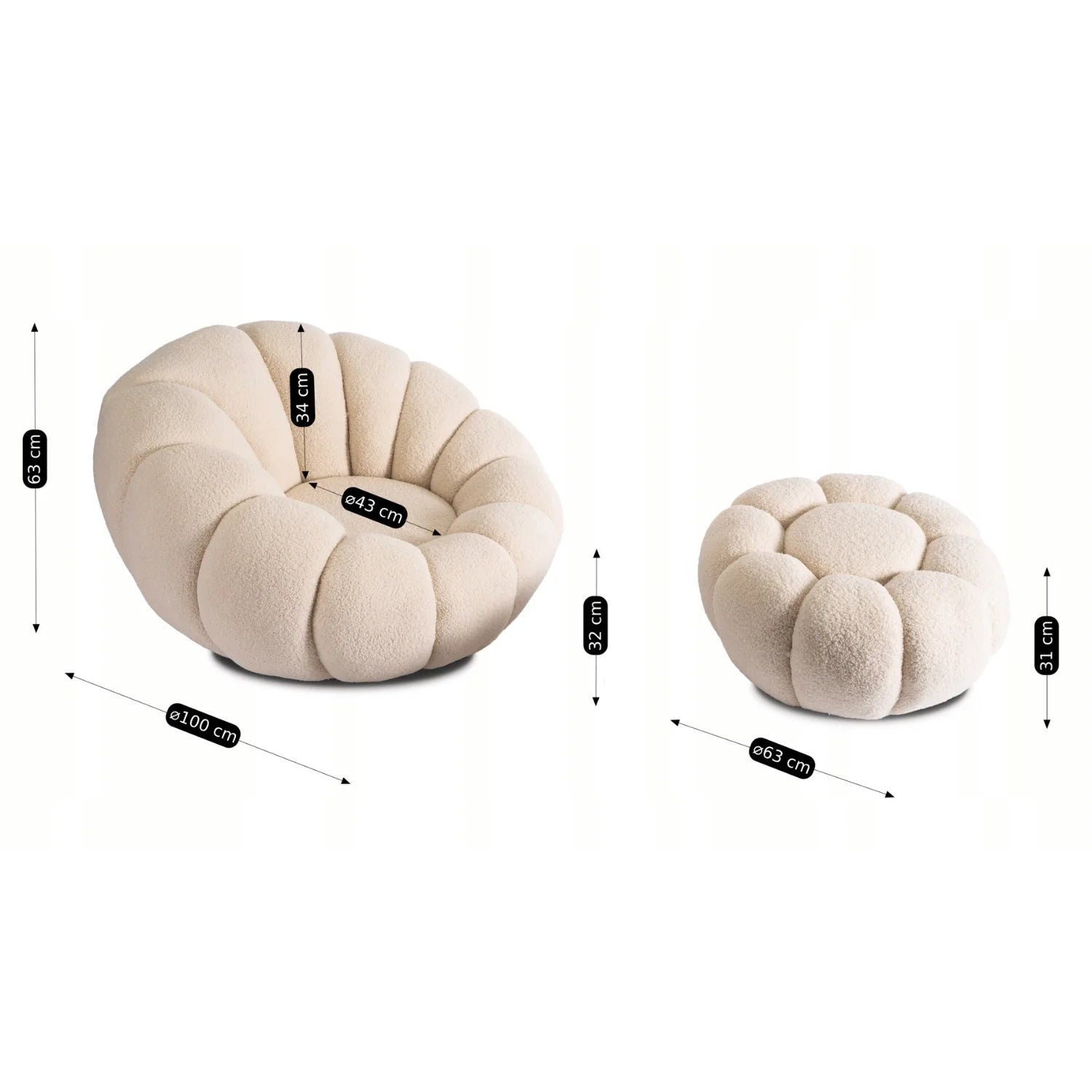 Elite PETTIT Beige Armchair Set
