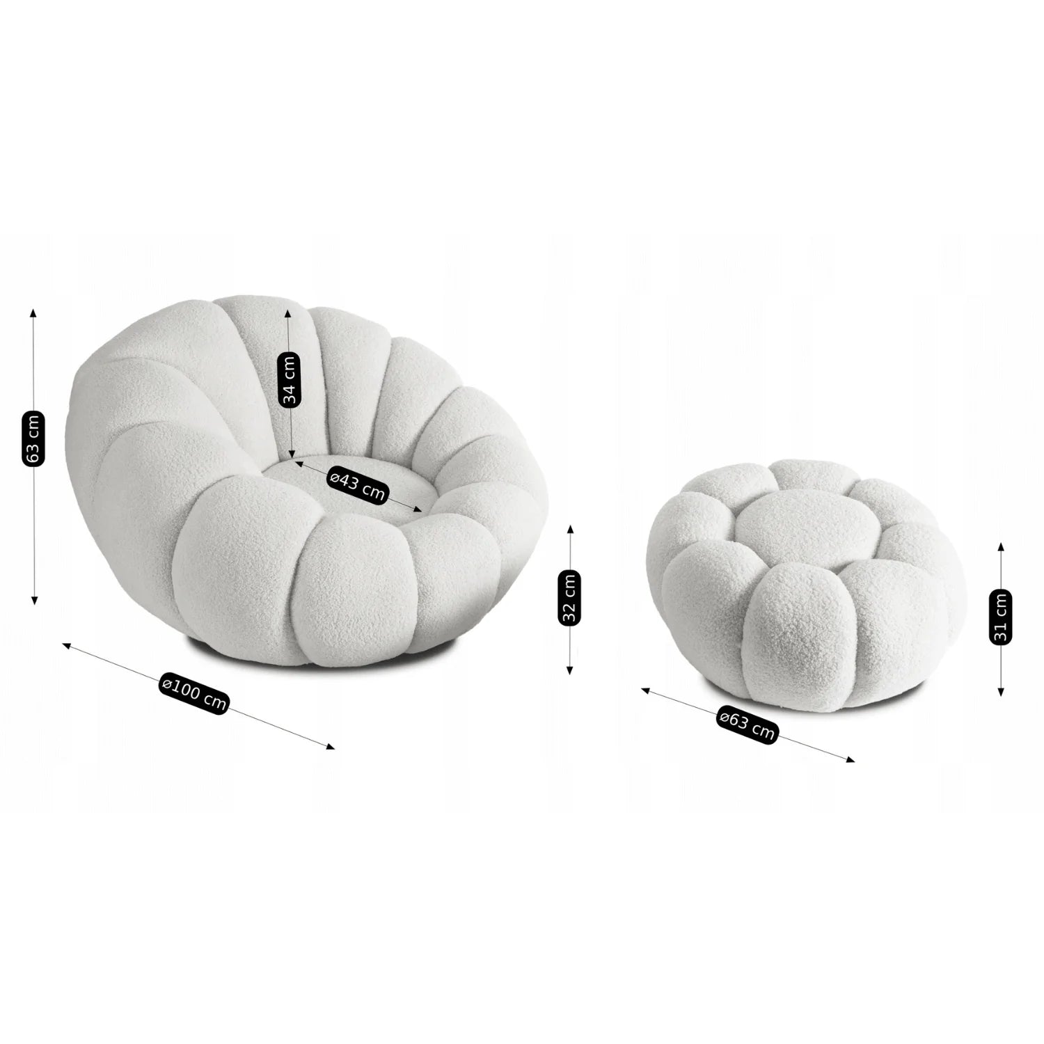 Elite PETTIT Creme Sessel-Set