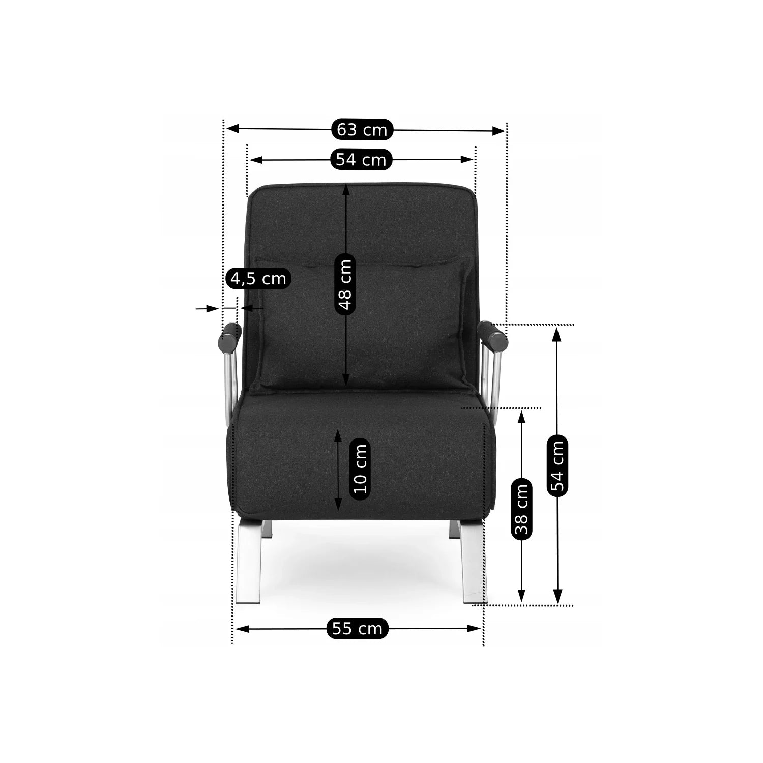 Elite BART Black Armchair Bed