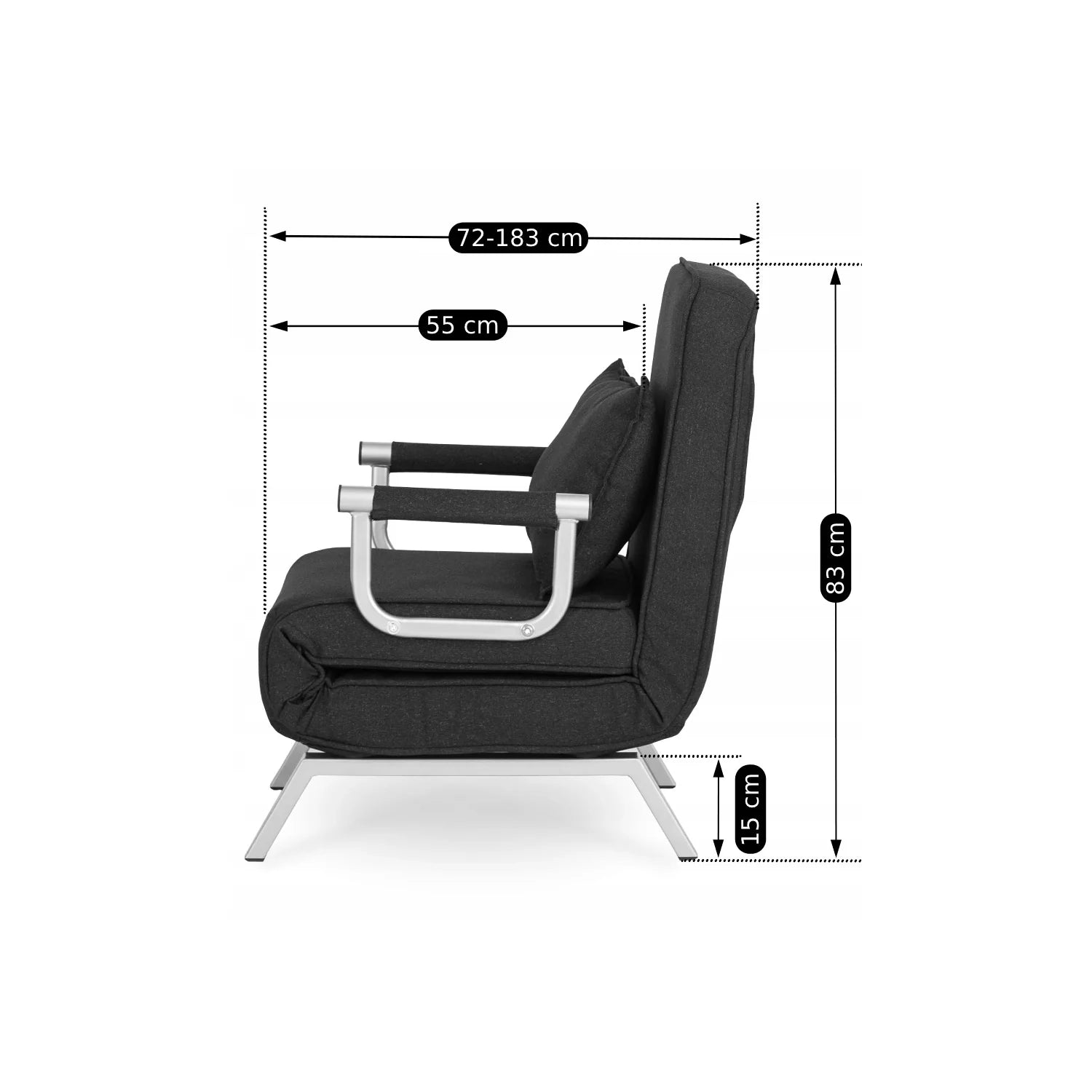 Elite BART Black Armchair Bed