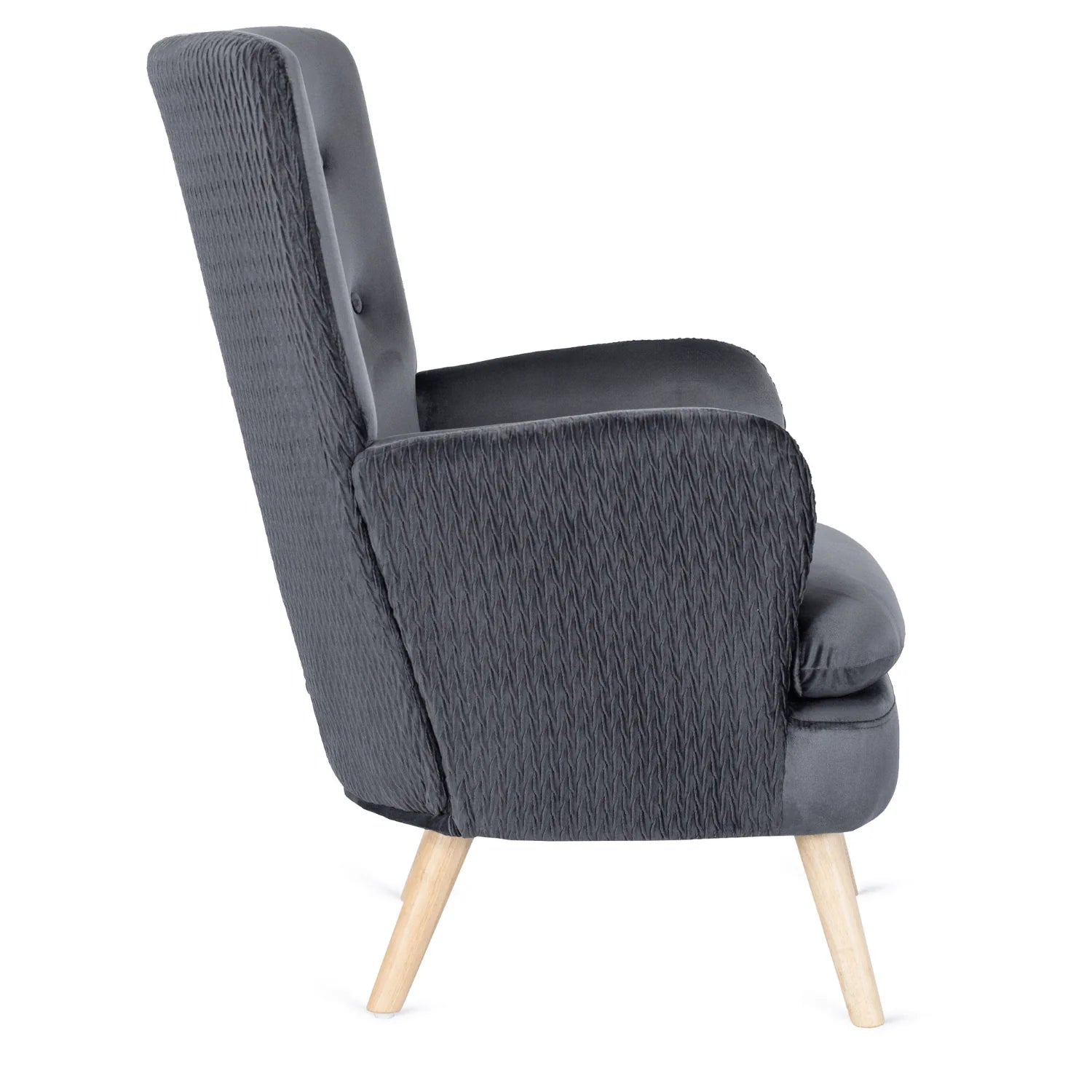 Elite SANTOS Grey Velvet Armchair
