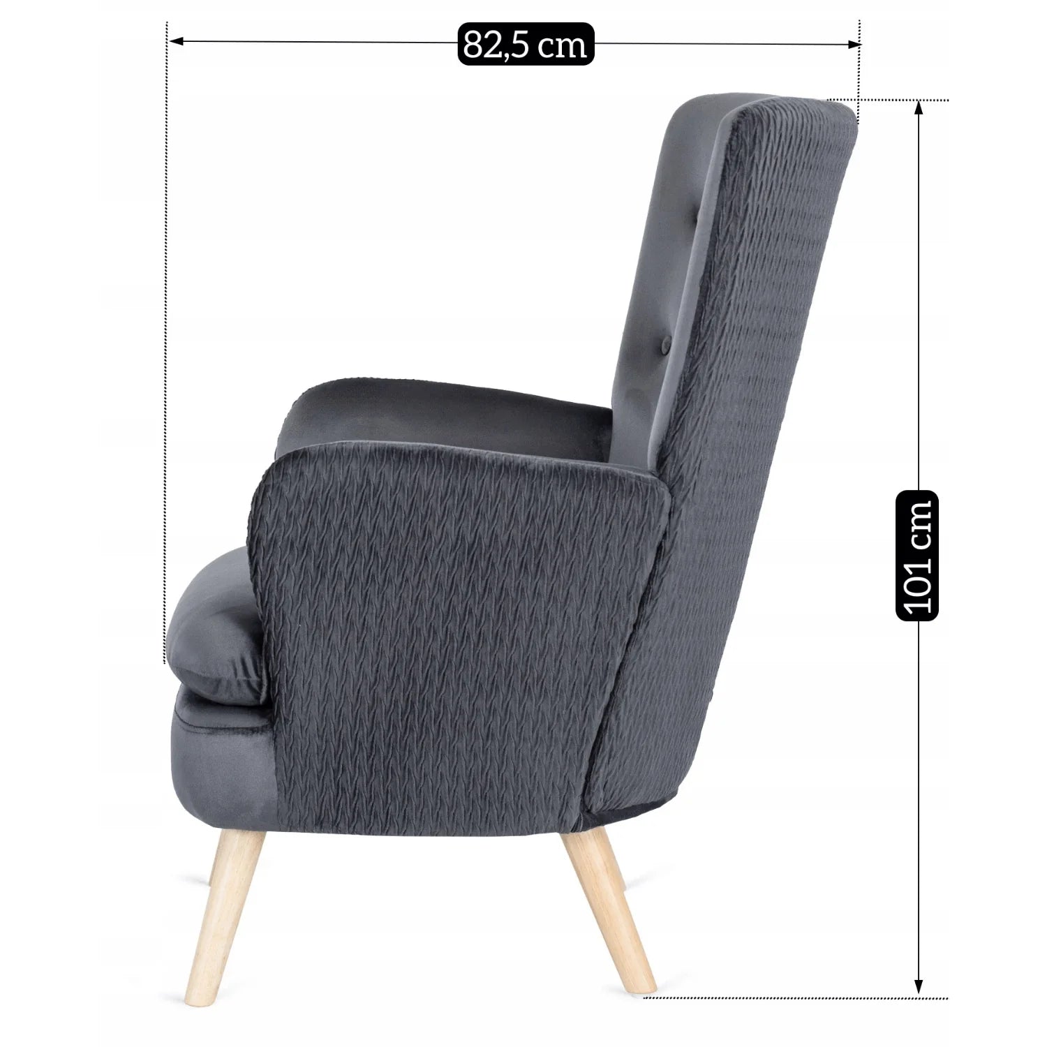 Elite SANTOS Grey Velvet Armchair