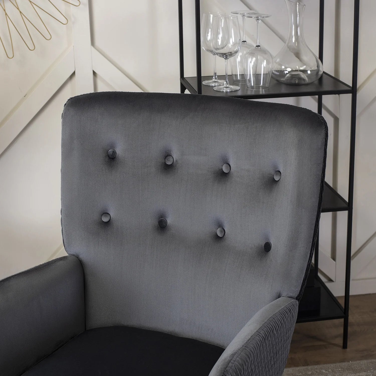 Elite SANTOS Grey Velvet Armchair