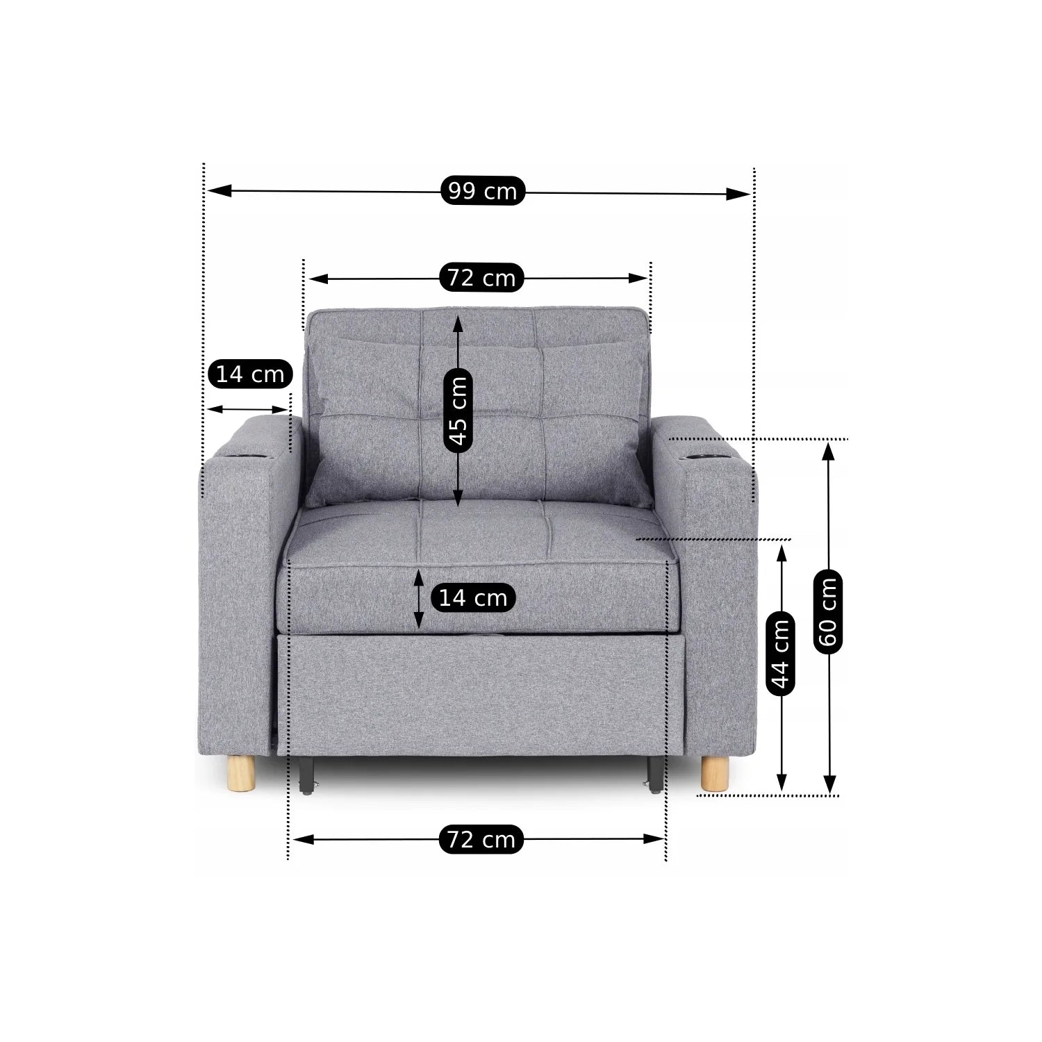 Elite SOLOR Grey Armchair Bed