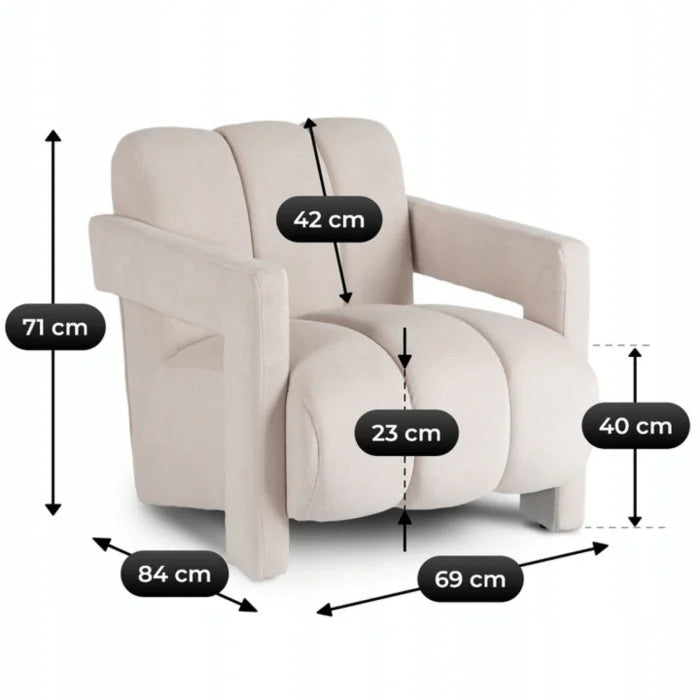 Elite BENDER Lounge Armchair for Living Room- Cream Modern