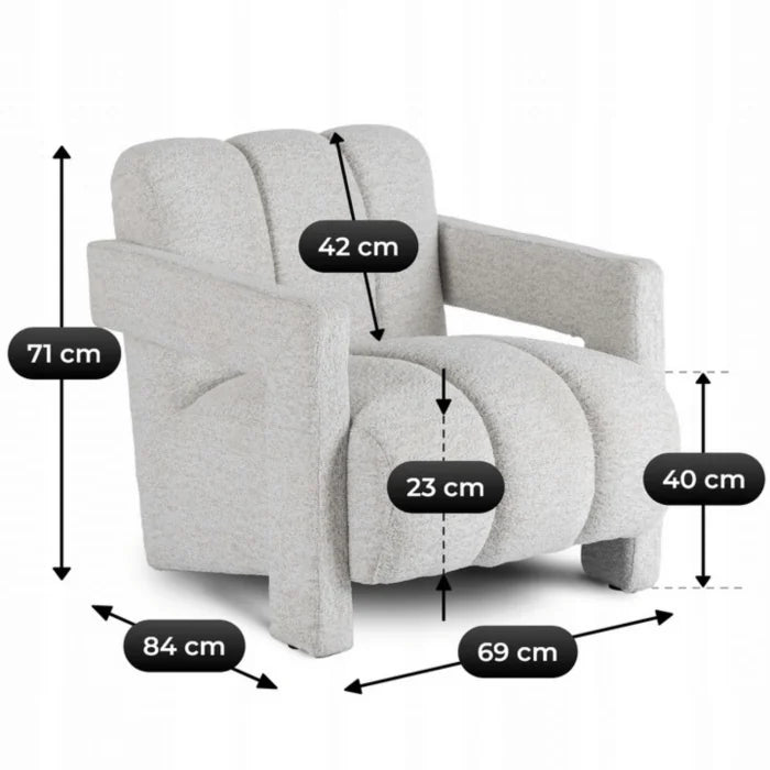 Elite BENDER Lounge Armchair for Living Room- Grey Modern