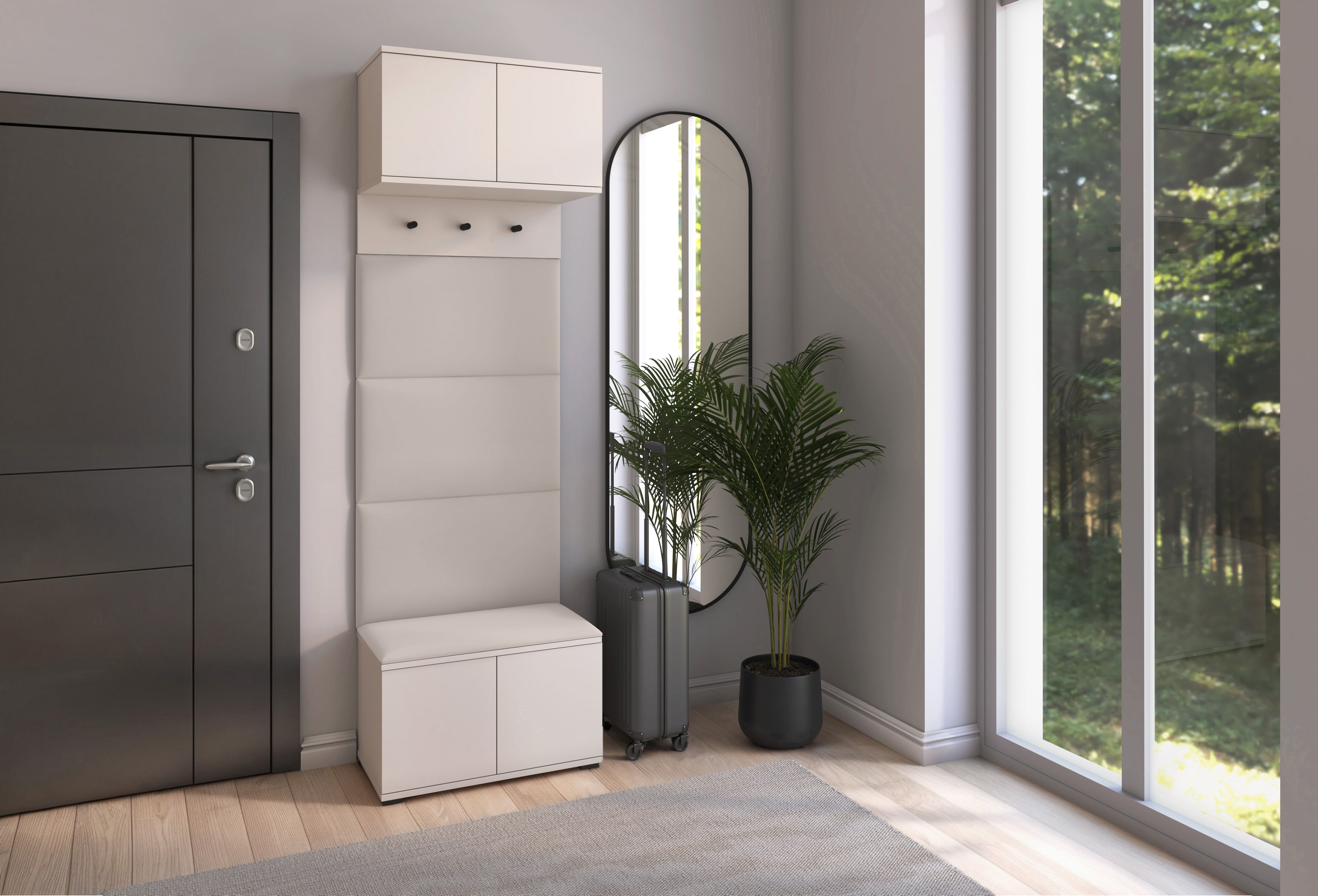 PK Bianco 5 Hallway Wardrobe Set – Upholstered Panels in Various Colours