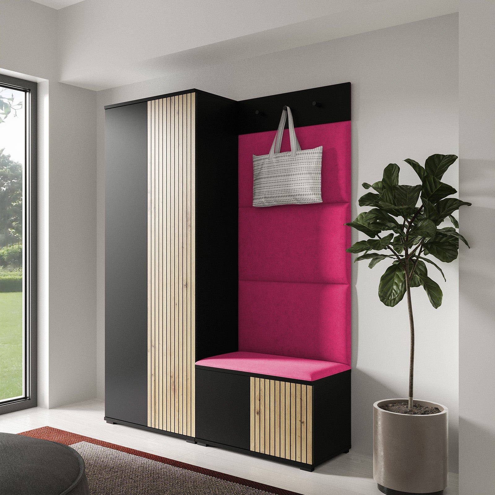 PK Ross 1 Hallway Set – Upholstered Panels in Various Colours
