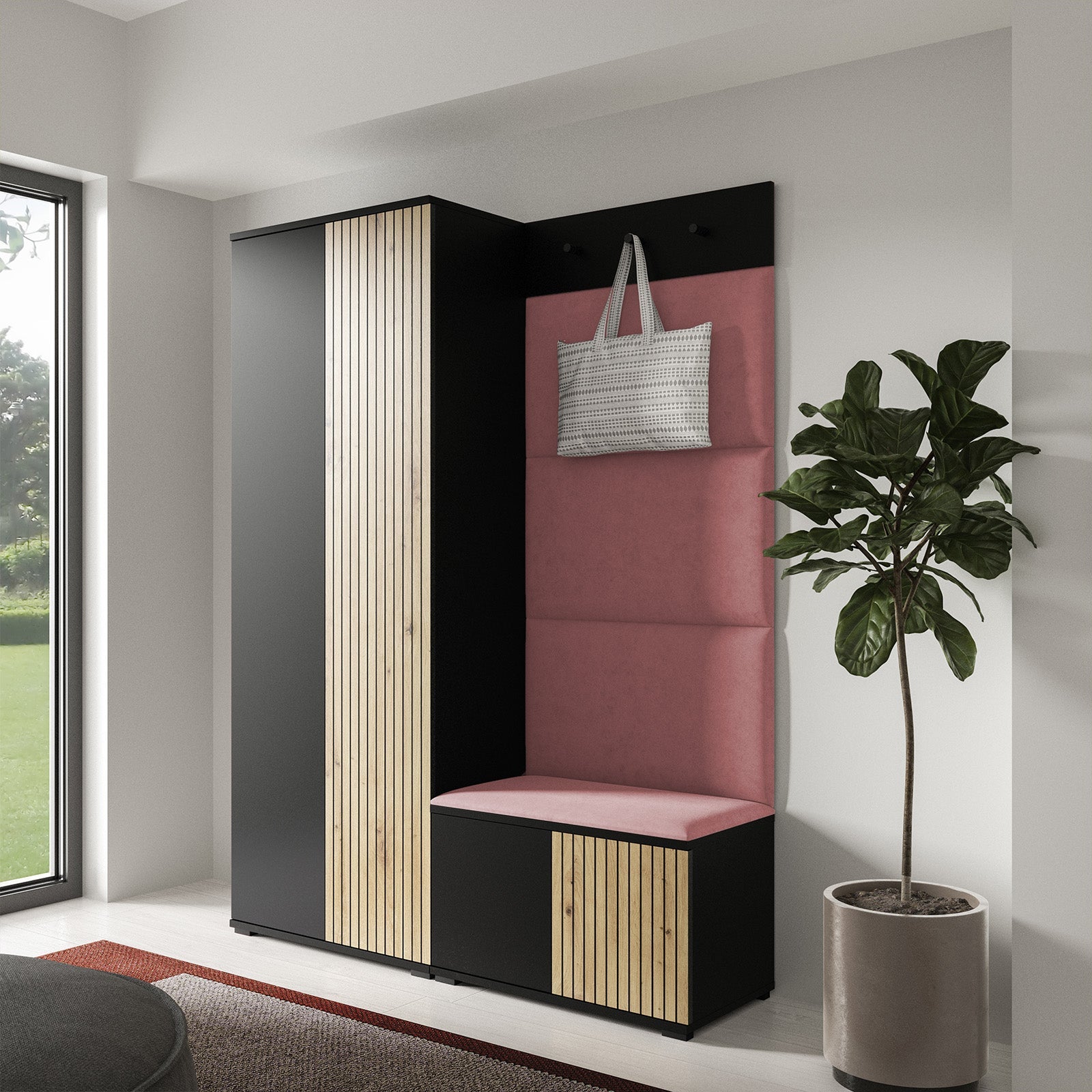 PK Ross 1 Hallway Set – Upholstered Panels in Various Colours