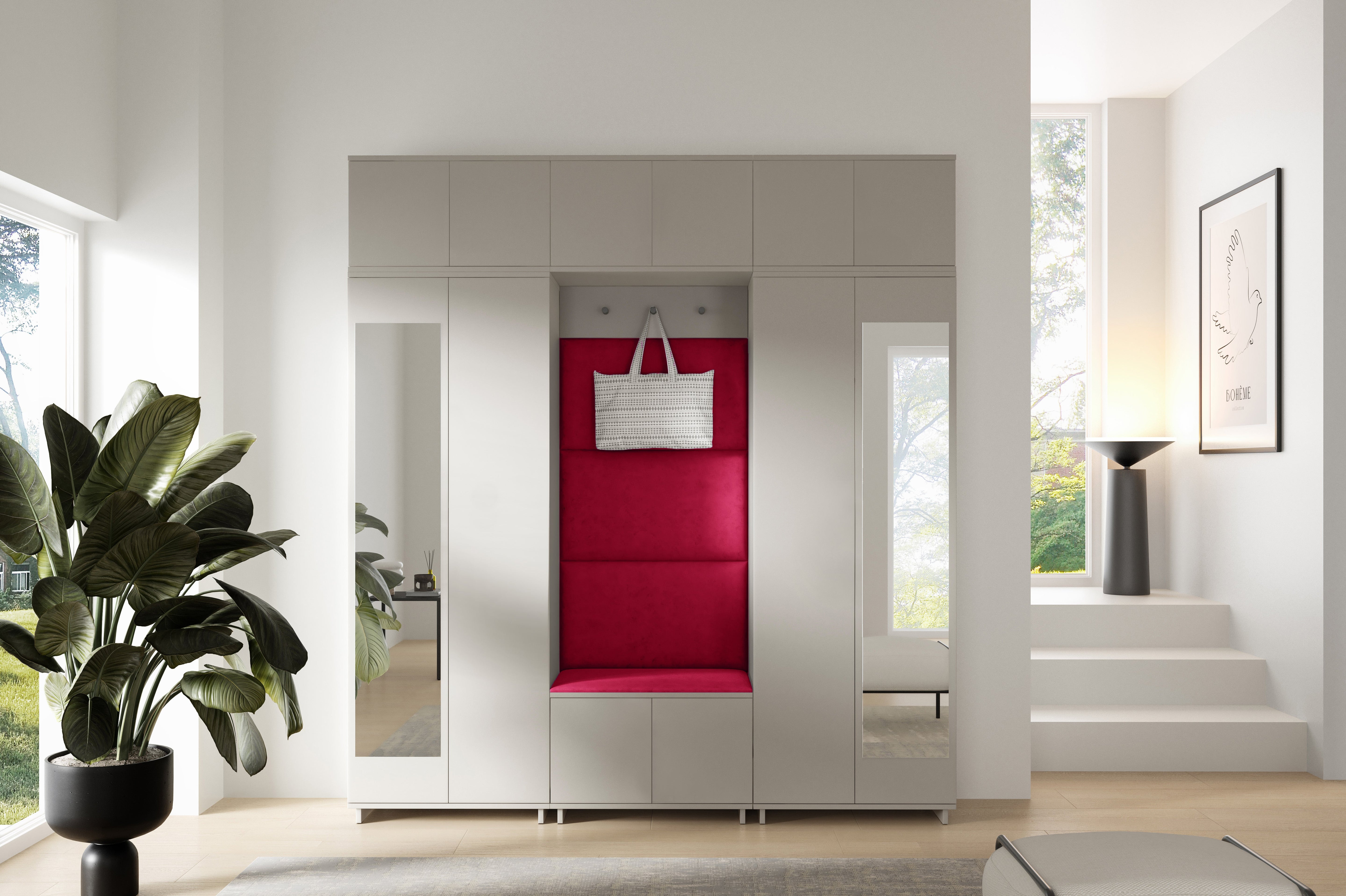 PK Bianco 2 Hallway Wardrobe Set - Upholstered Panels in Various Colours