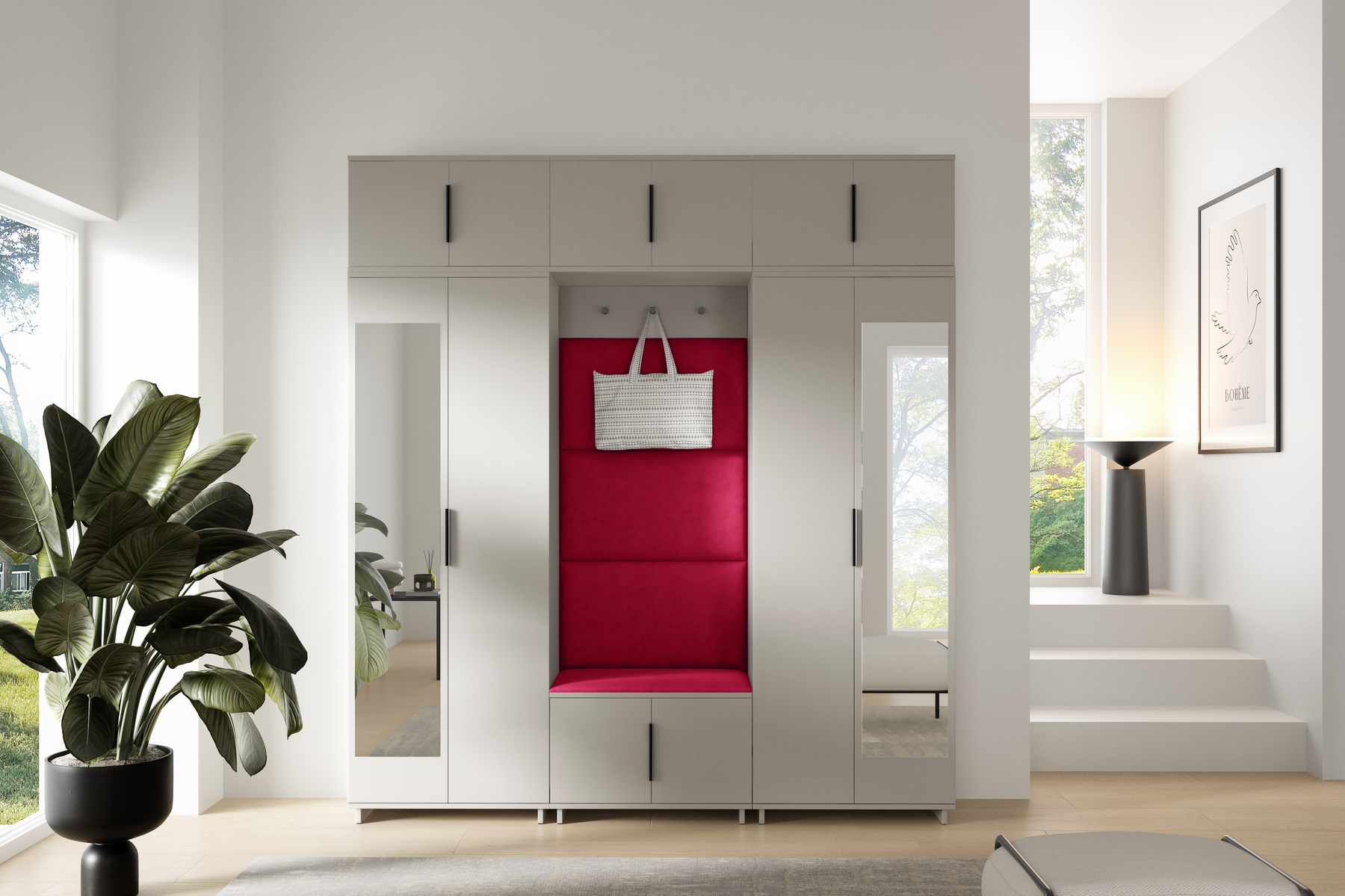 PK Bianco 2 Hallway Wardrobe Set - Upholstered Panels in Various Colours