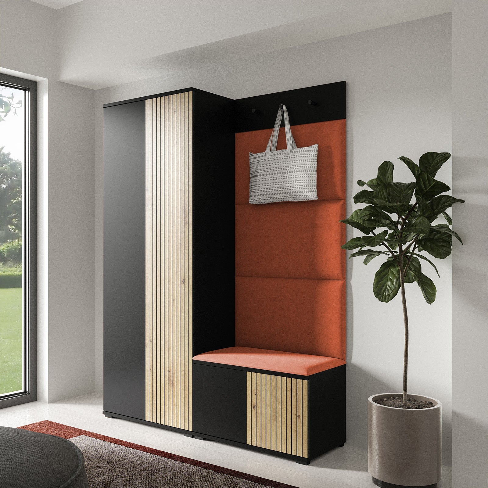 PK Ross 1 Hallway Set – Upholstered Panels in Various Colours