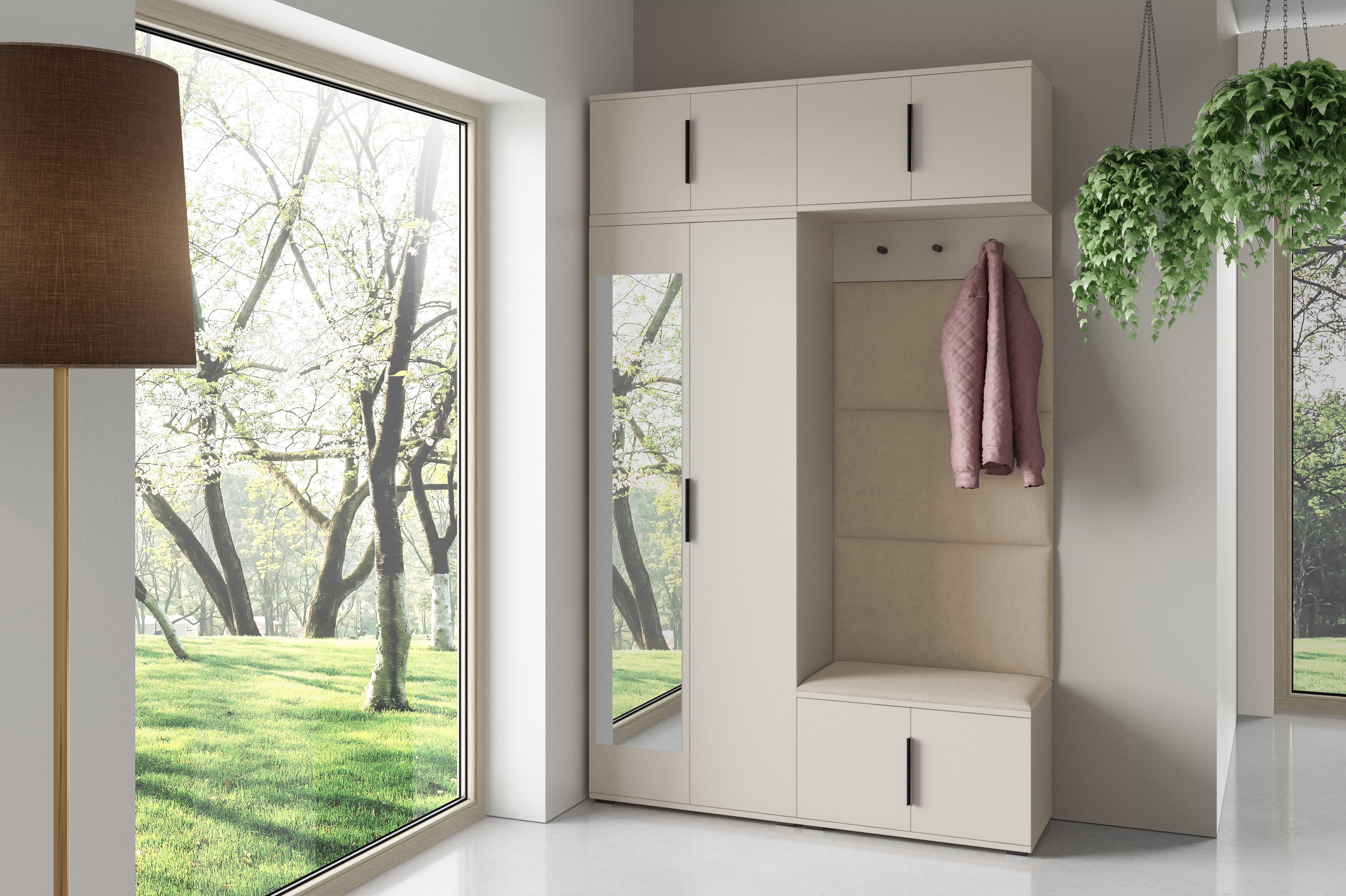 PK Bianco 1 Hallway Wardrobe Set - Upholstered Panels in Various Colours
