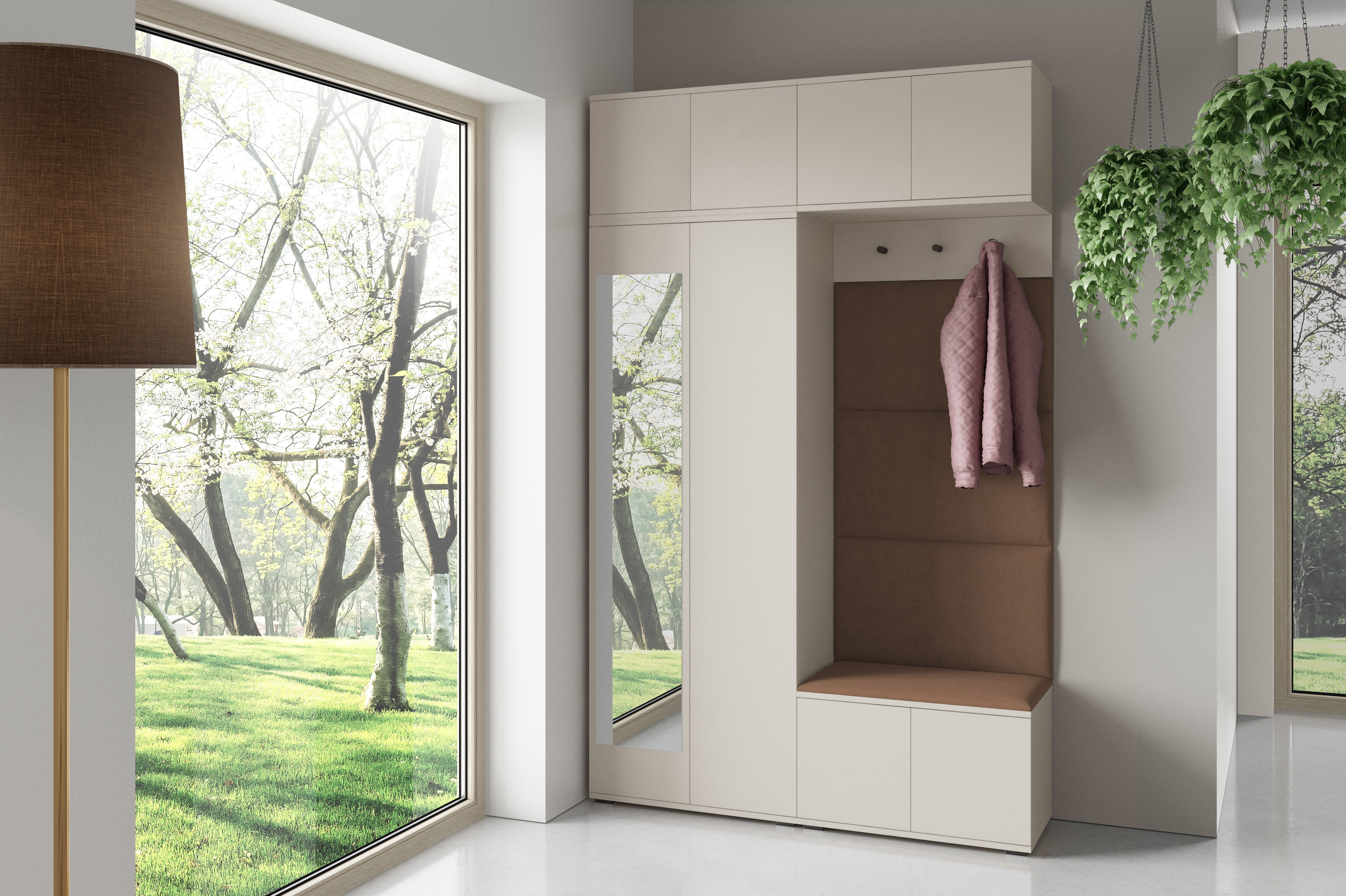 PK Bianco 1 Hallway Wardrobe Set - Upholstered Panels in Various Colours