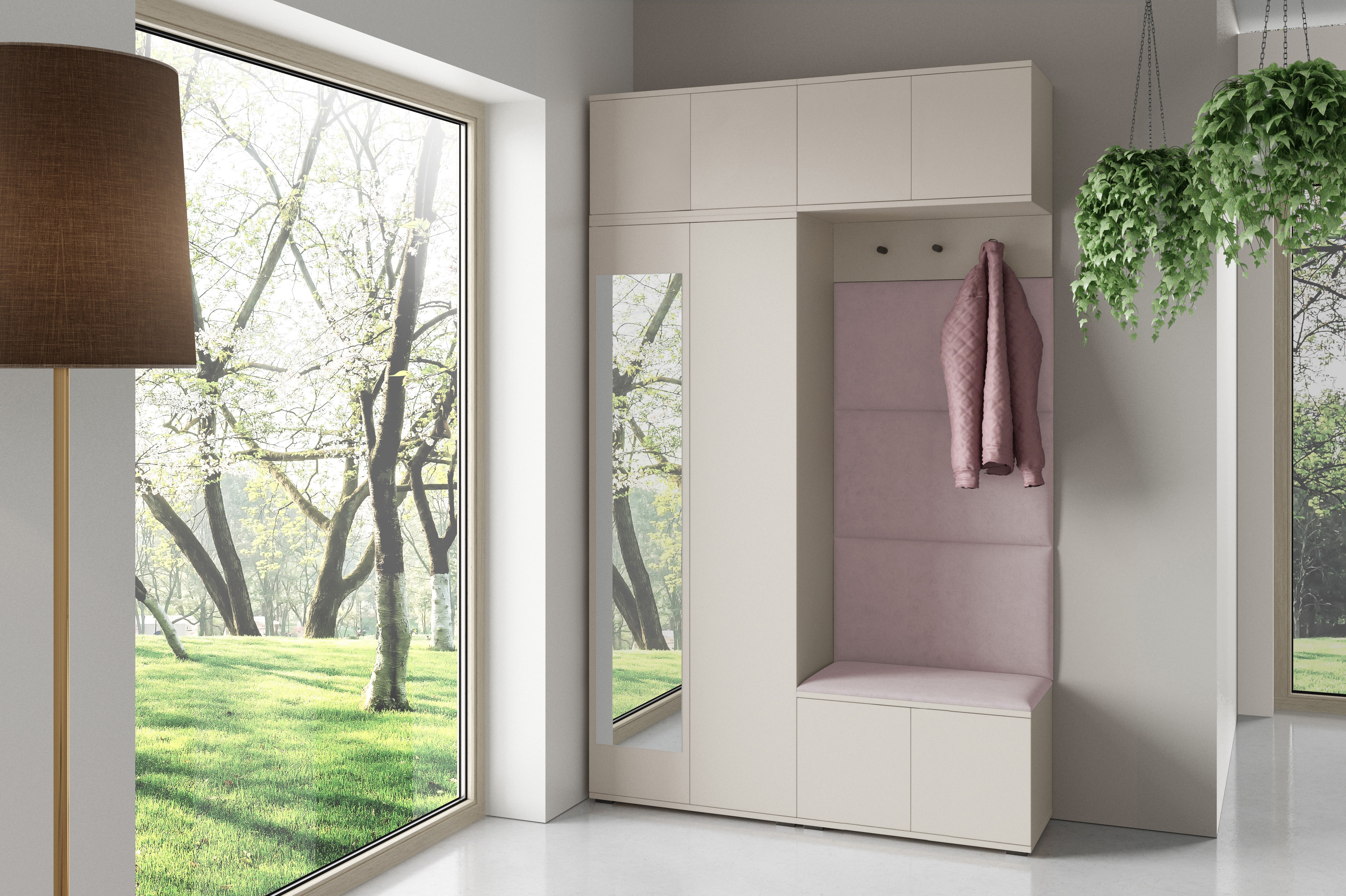 PK Bianco 1 Hallway Wardrobe Set - Upholstered Panels in Various Colours