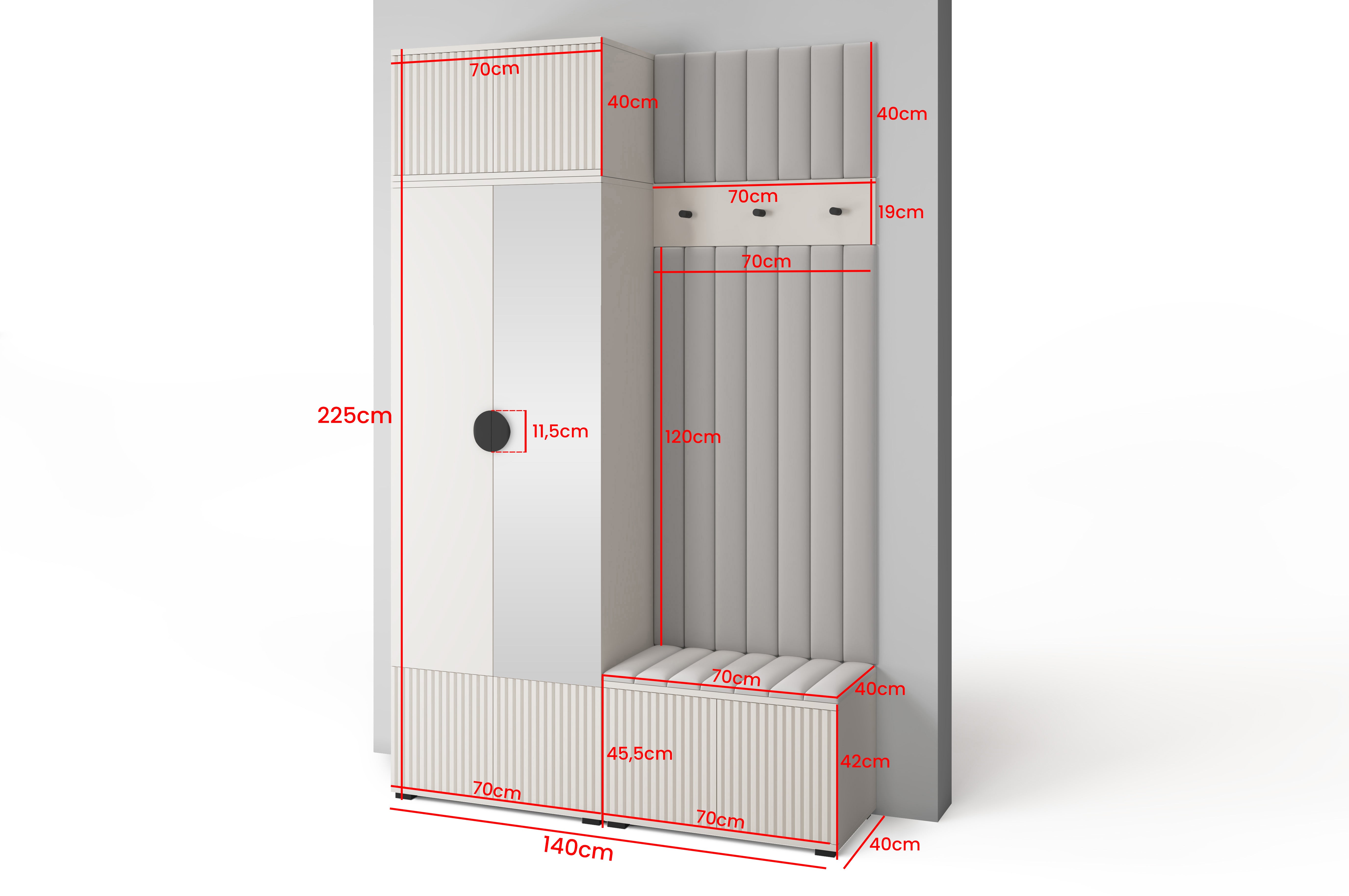 PK Rayo 4 Hallway Wardrobe - Upholstered Panels in Various Colours
