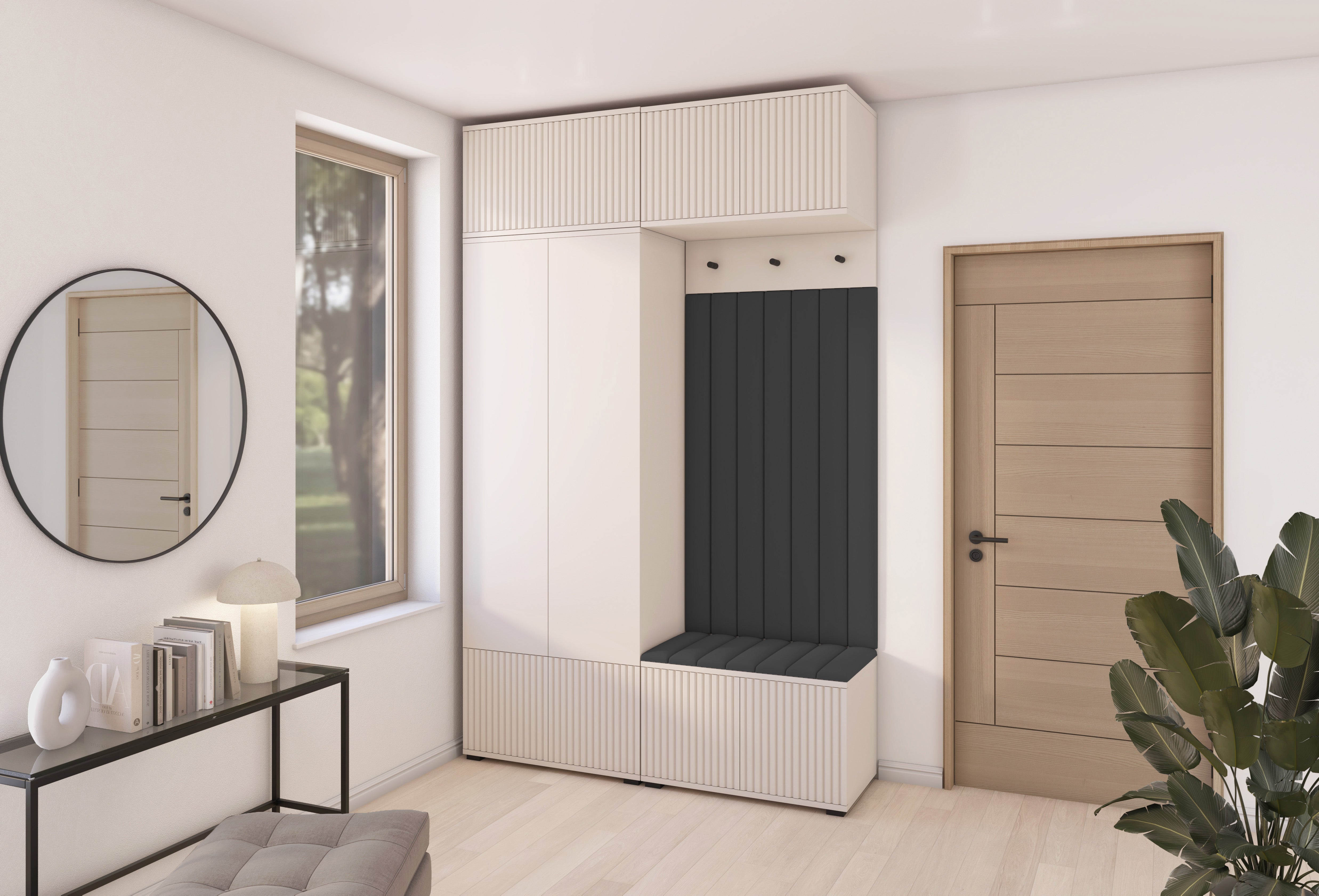 PK Rayo 2 Hallway Wardrobe - Upholstered Panels in Various Colours