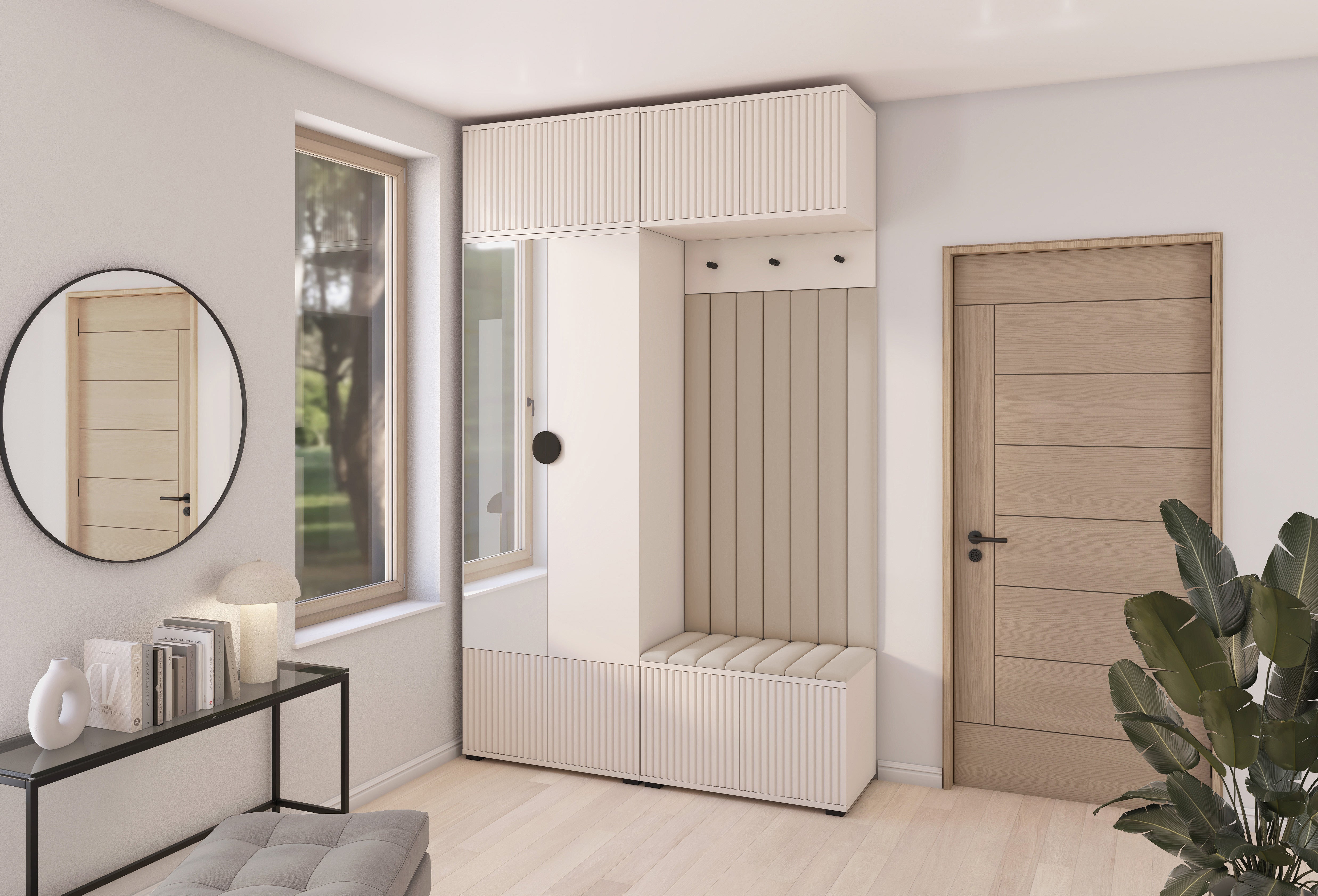 PK Rayo 2 Hallway Wardrobe - Upholstered Panels in Various Colours