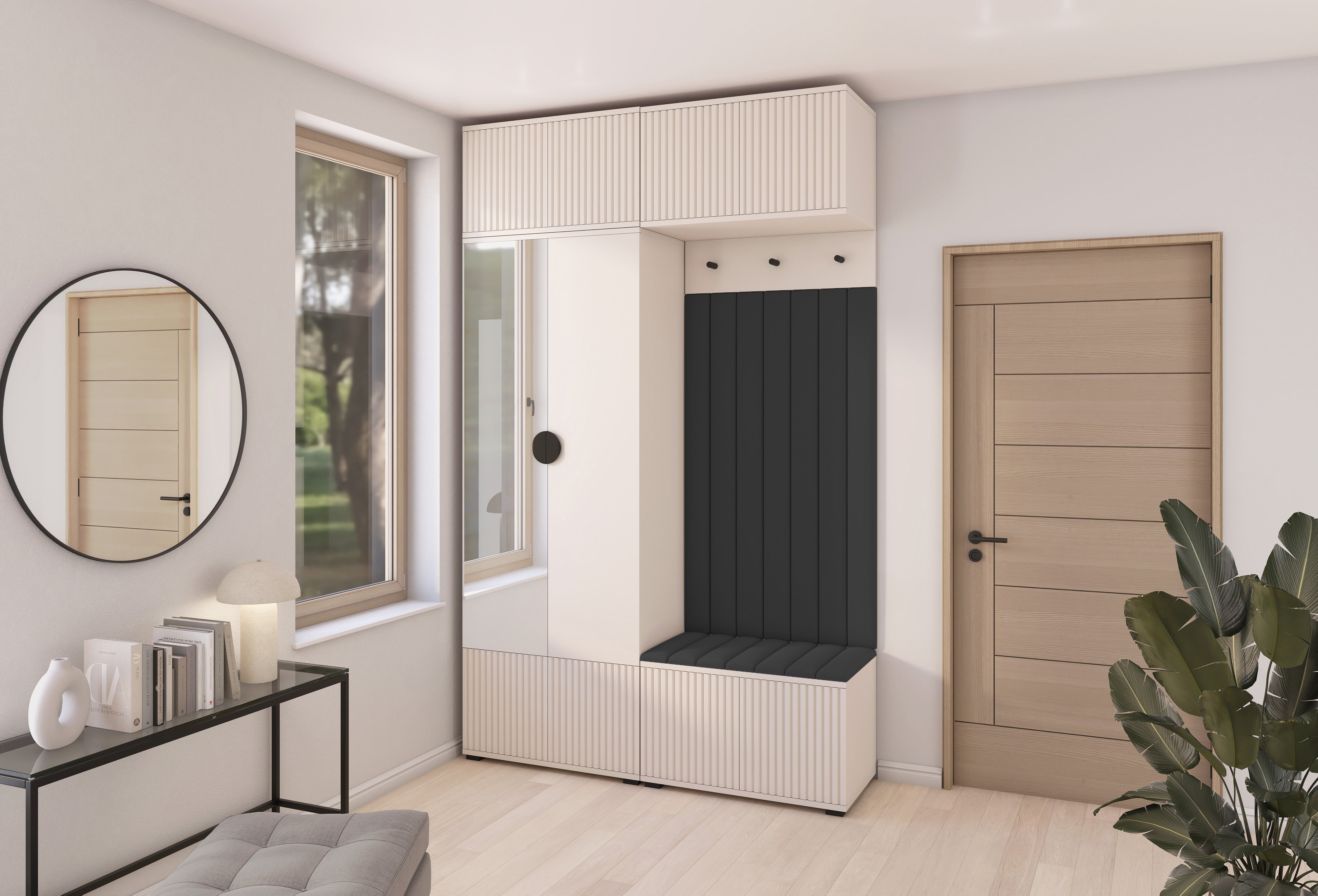 PK Rayo 2 Hallway Wardrobe - Upholstered Panels in Various Colours