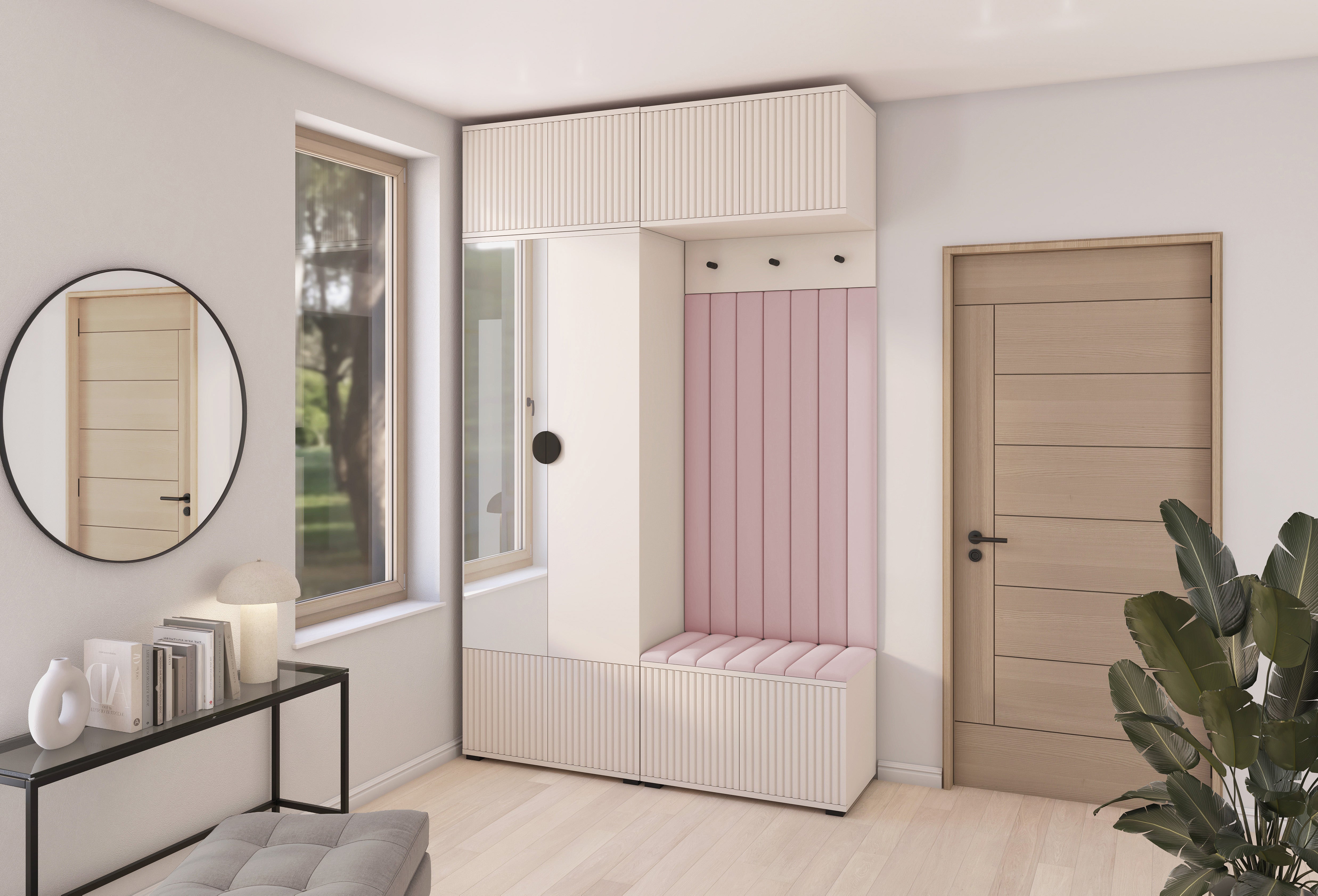 PK Rayo 2 Hallway Wardrobe - Upholstered Panels in Various Colours