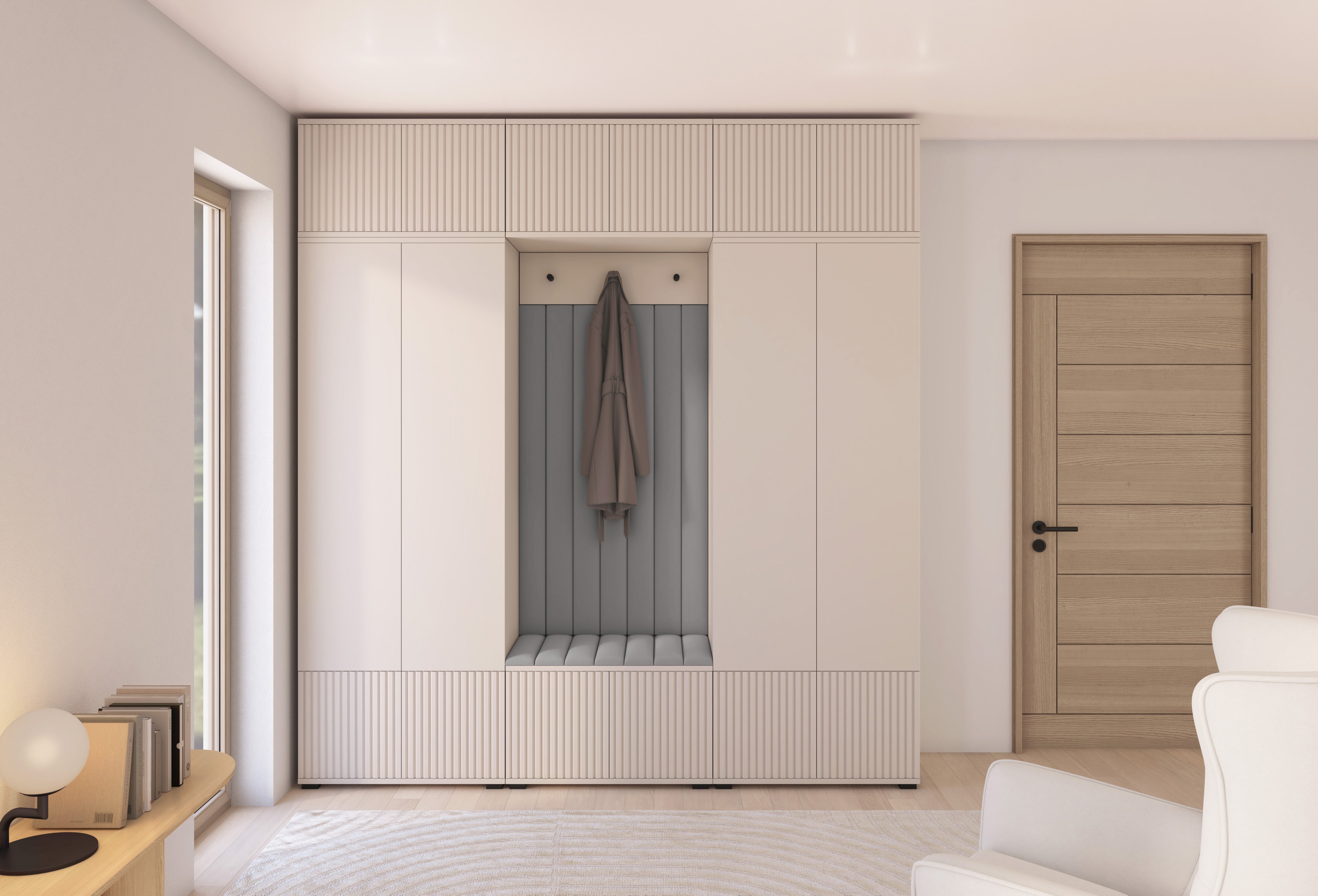 PK Rayo 3 Hallway Wardrobe - Upholstered Panels in Various Colours