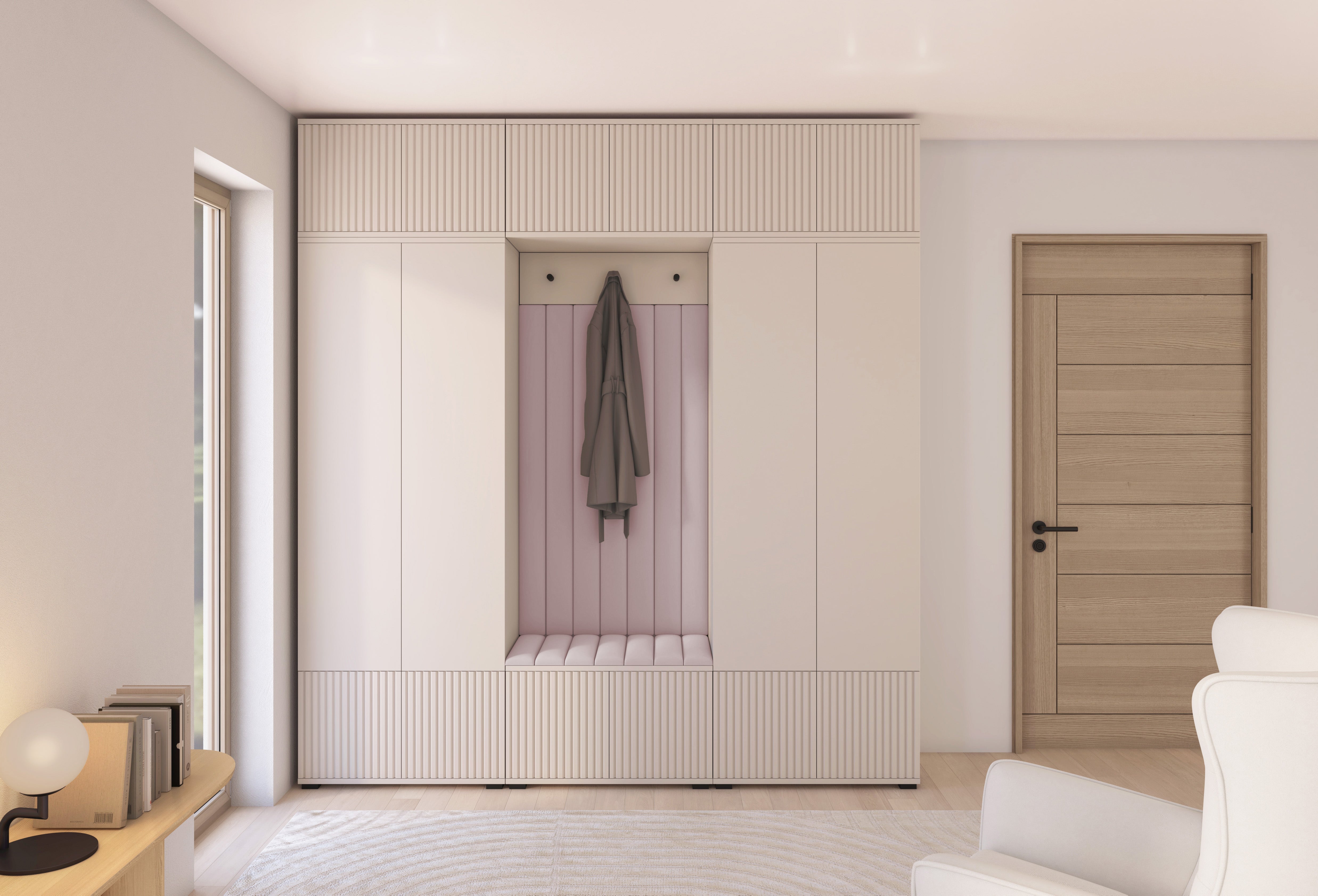 PK Rayo 3 Hallway Wardrobe - Upholstered Panels in Various Colours