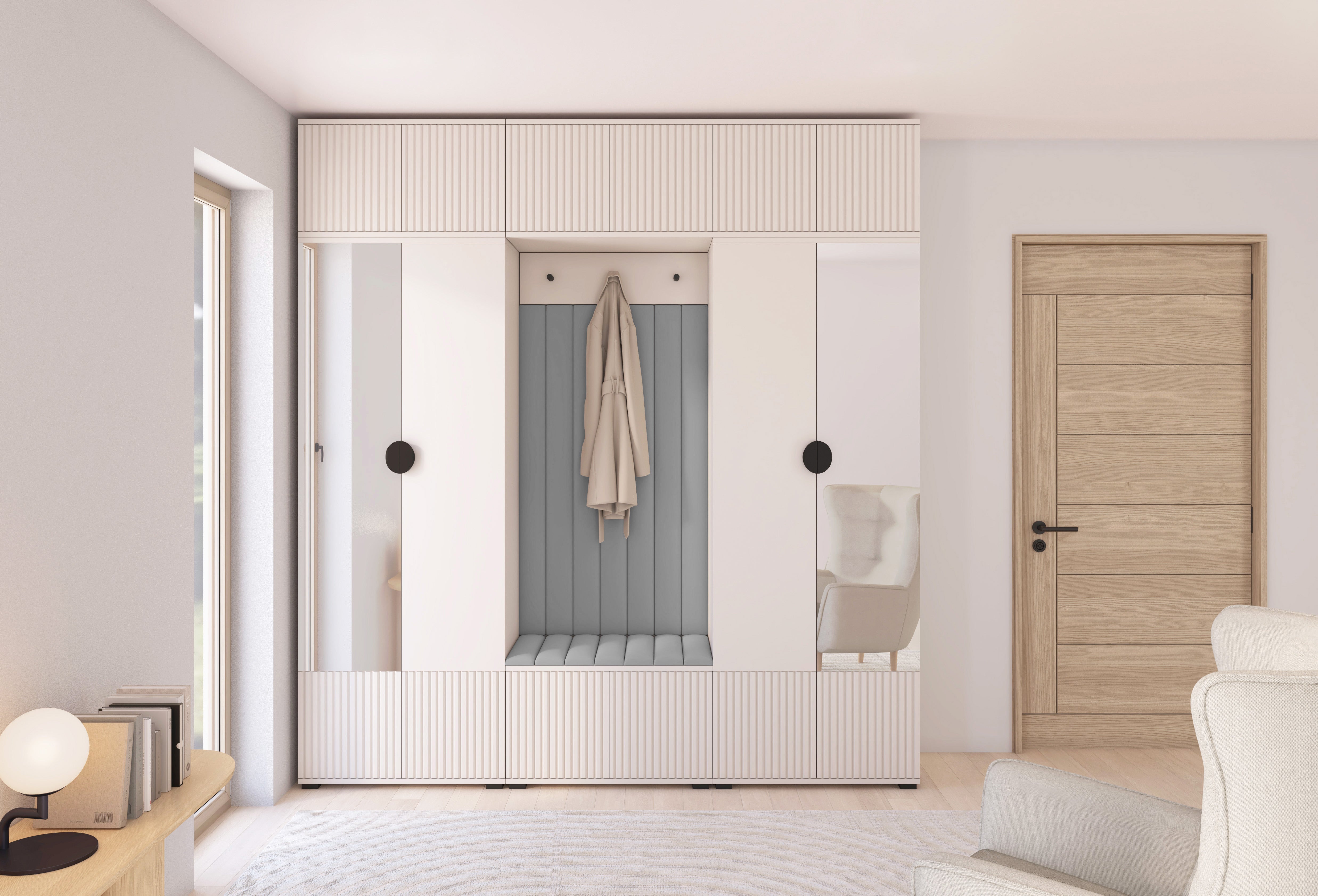 PK Rayo 3 Hallway Wardrobe - Upholstered Panels in Various Colours