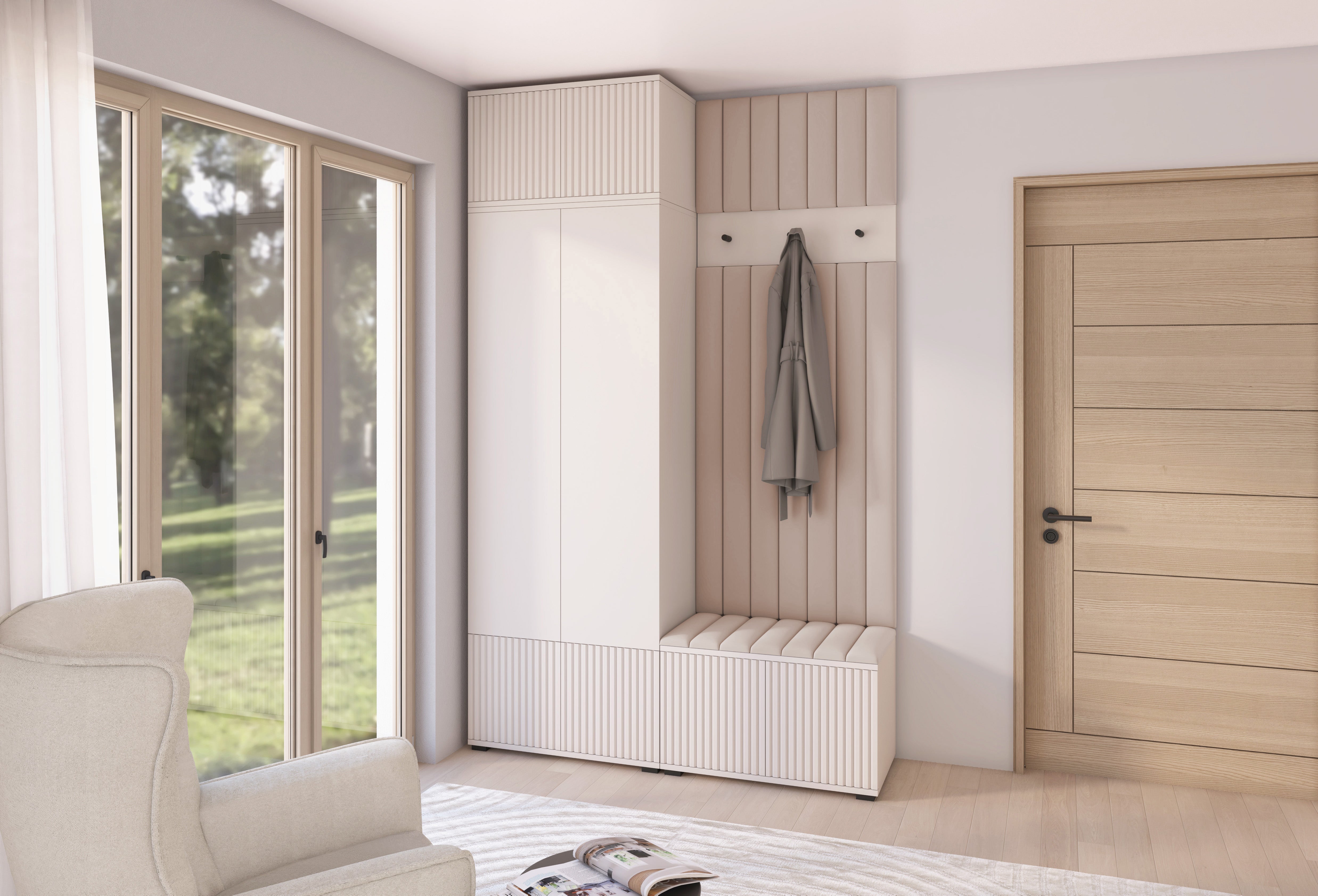 PK Rayo 4 Hallway Wardrobe - Upholstered Panels in Various Colours