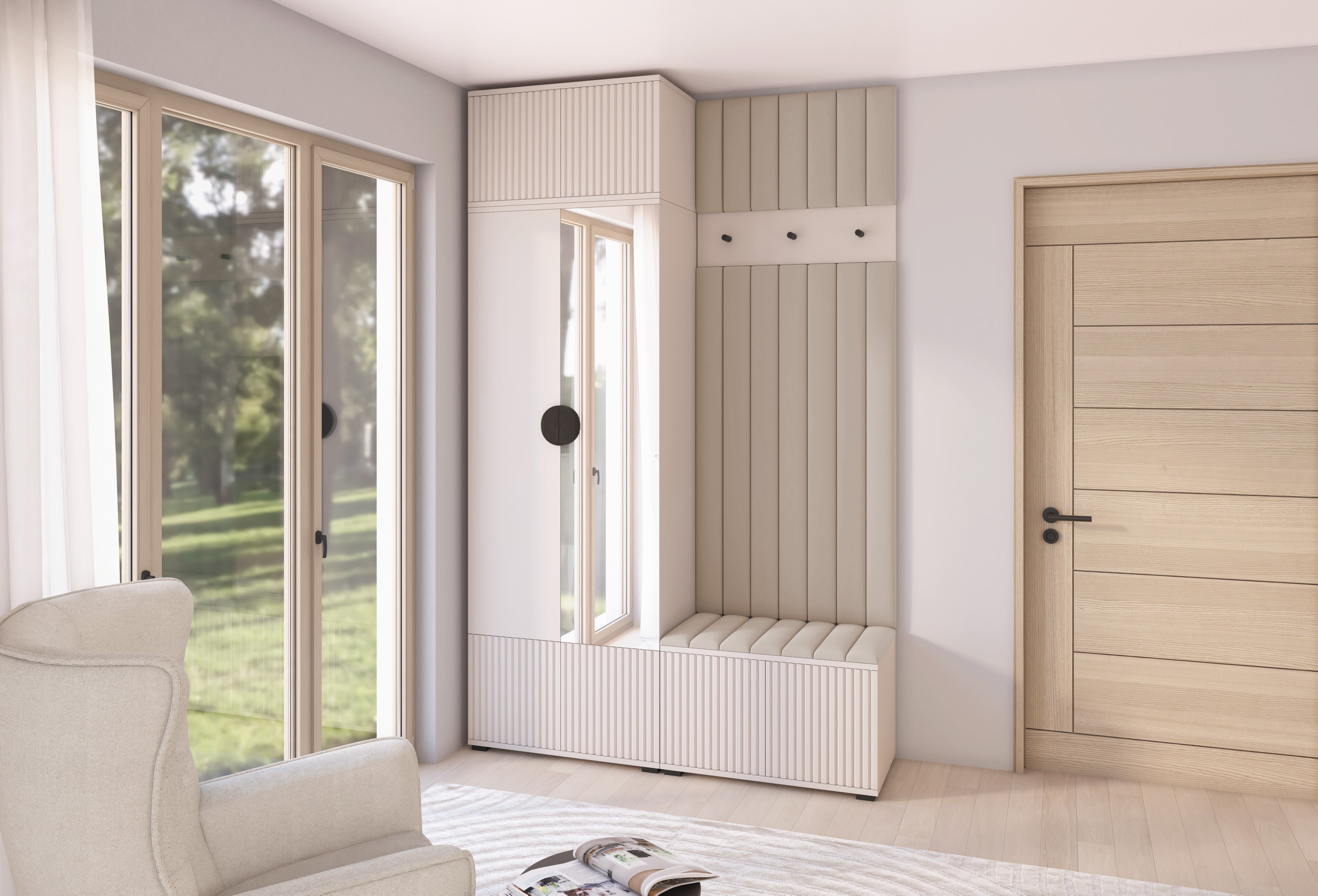PK Rayo 4 Hallway Wardrobe - Upholstered Panels in Various Colours