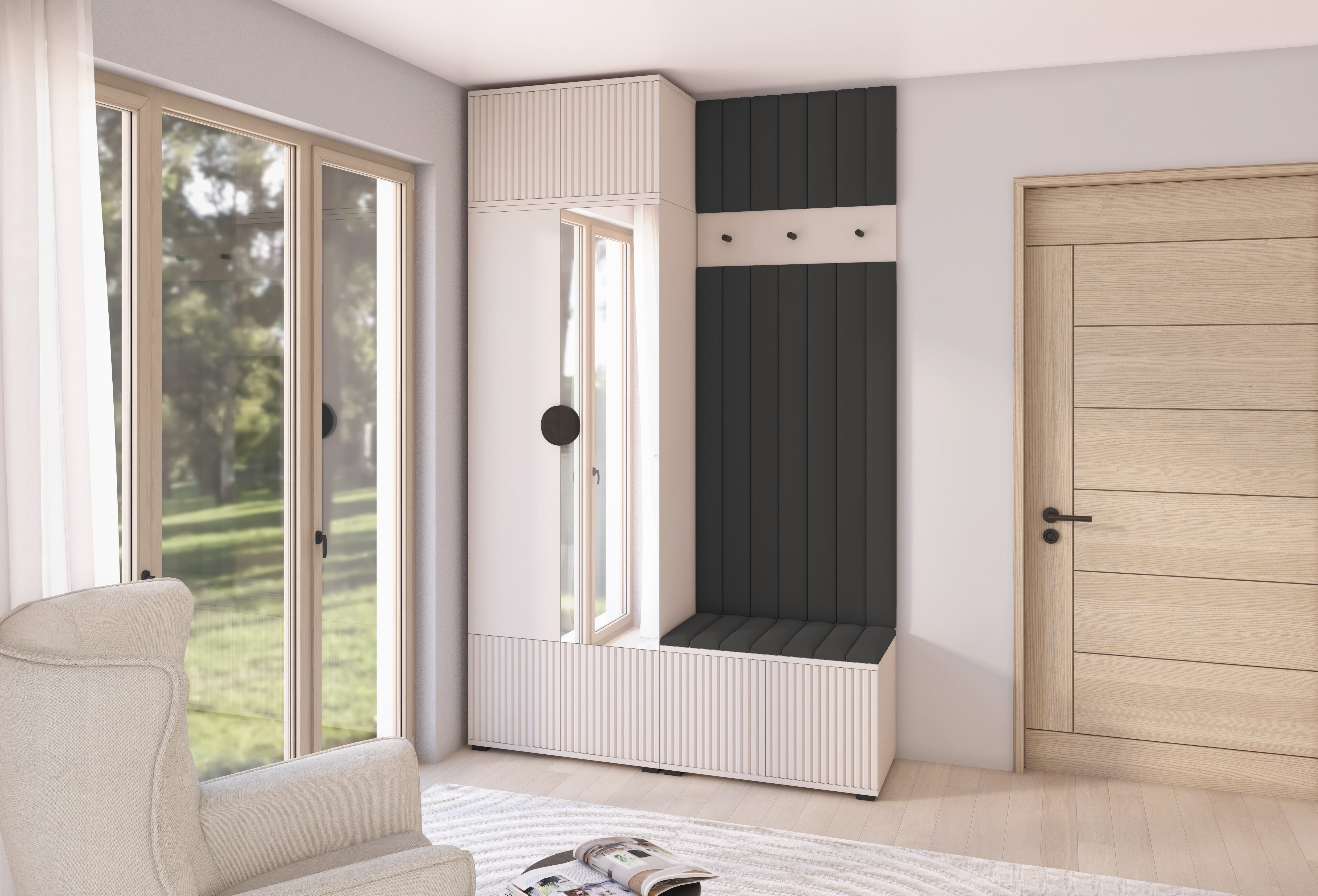 PK Rayo 4 Hallway Wardrobe - Upholstered Panels in Various Colours
