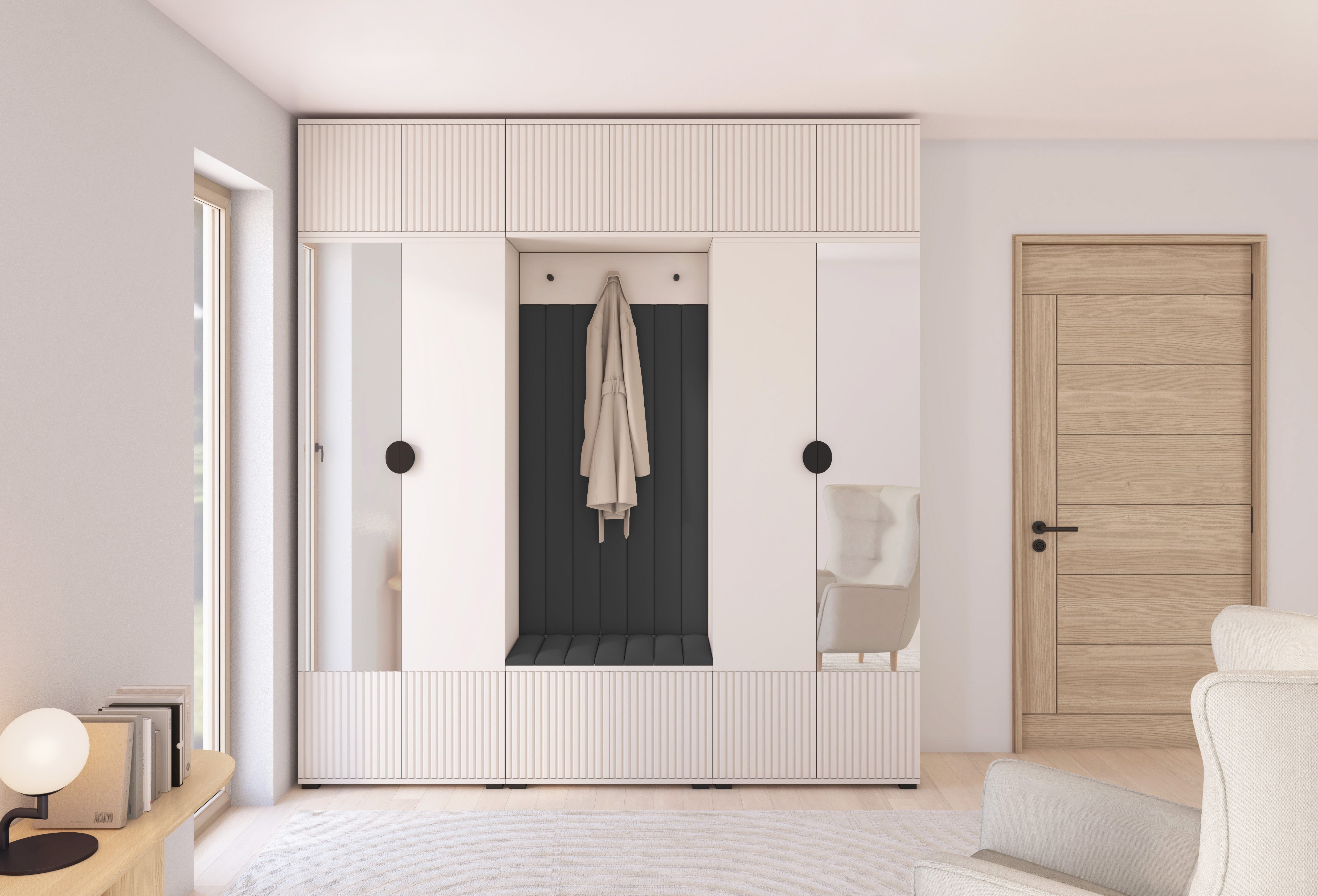 PK Rayo 3 Hallway Wardrobe - Upholstered Panels in Various Colours