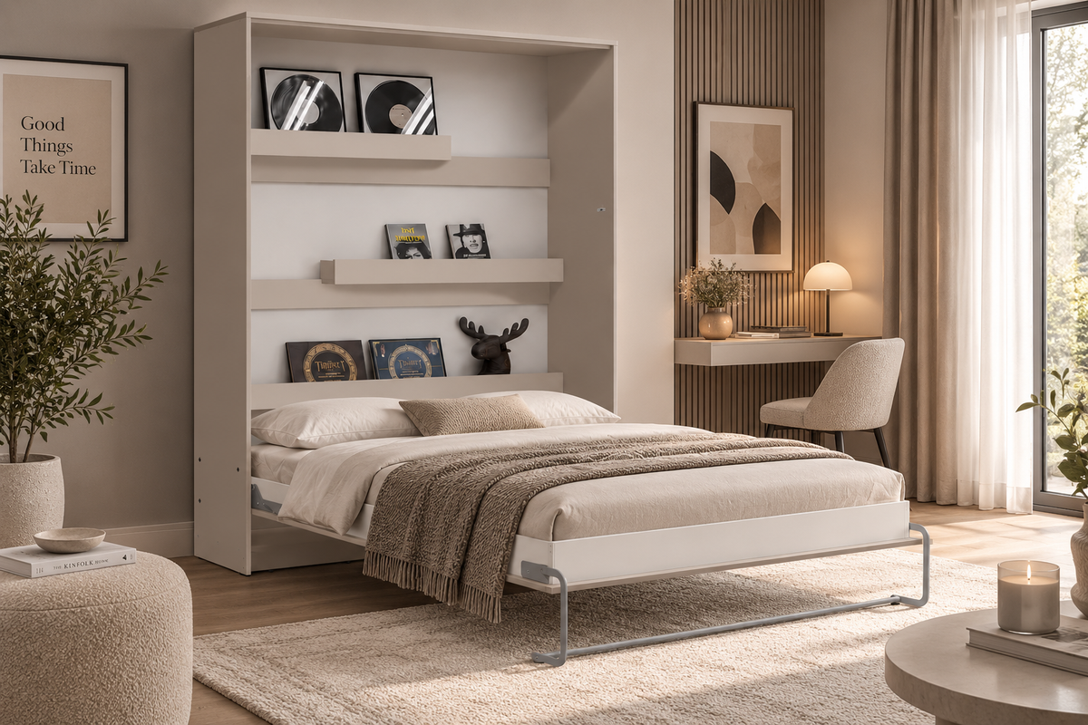 Customizable Genius Murphy Bed Set with Sofa 160×200 cm – Cashmere