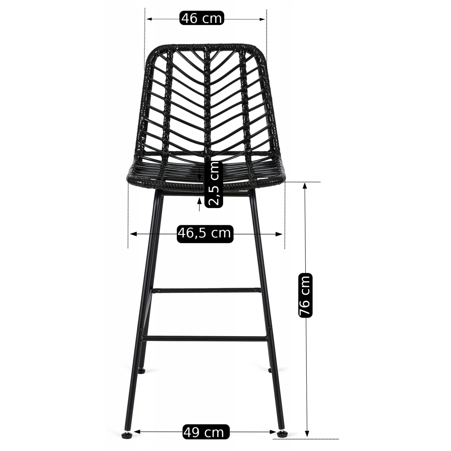 Elite JERRY Black Rattan Garden Bar Stool – Stylish & Durable