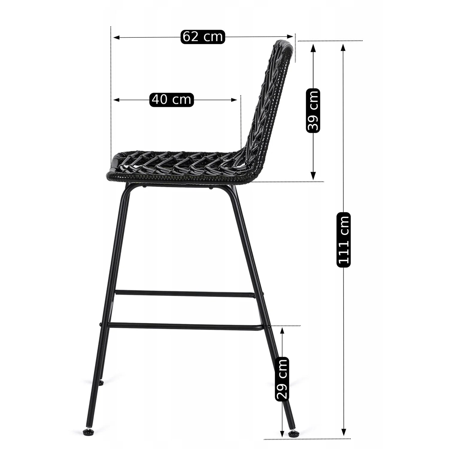 Elite JERRY Black Rattan Garden Bar Stool – Stylish & Durable