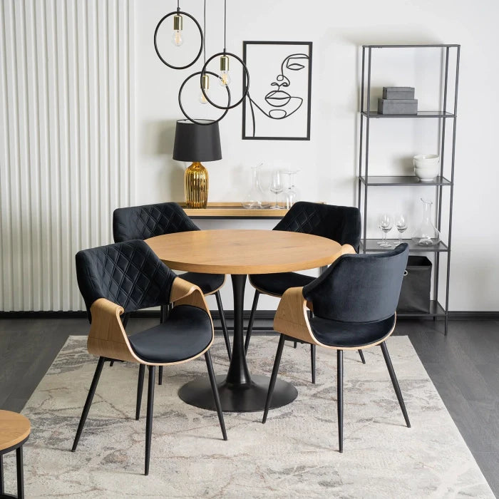 Elite DAKOTA Chair Black/Golden Oak Velvet Chair – A Fusion of Elegance and Comfort