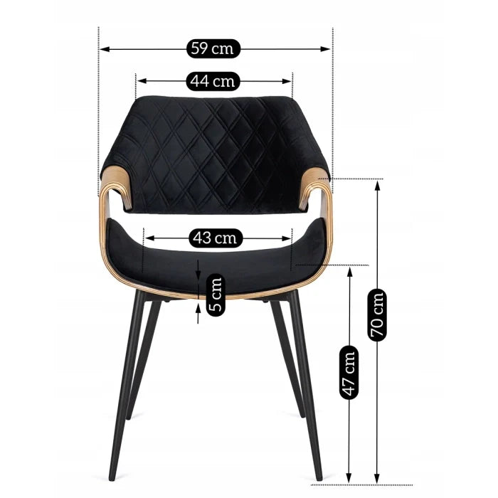 Elite DAKOTA Stuhl, Samt, Schwarz/Goldene Eiche – Eine Fusion aus Eleganz und Komfort