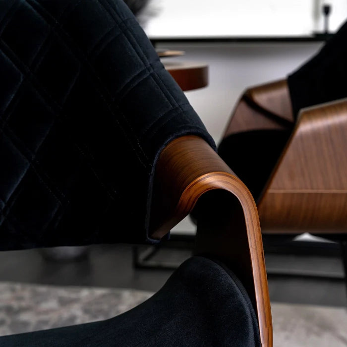 Elite DAKOTA Black/Walnut Velour Chair – A Fusion of Elegance and Comfort