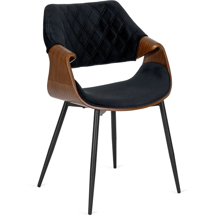 Elite DAKOTA Black/Walnut Velour Chair – A Fusion of Elegance and Comfort