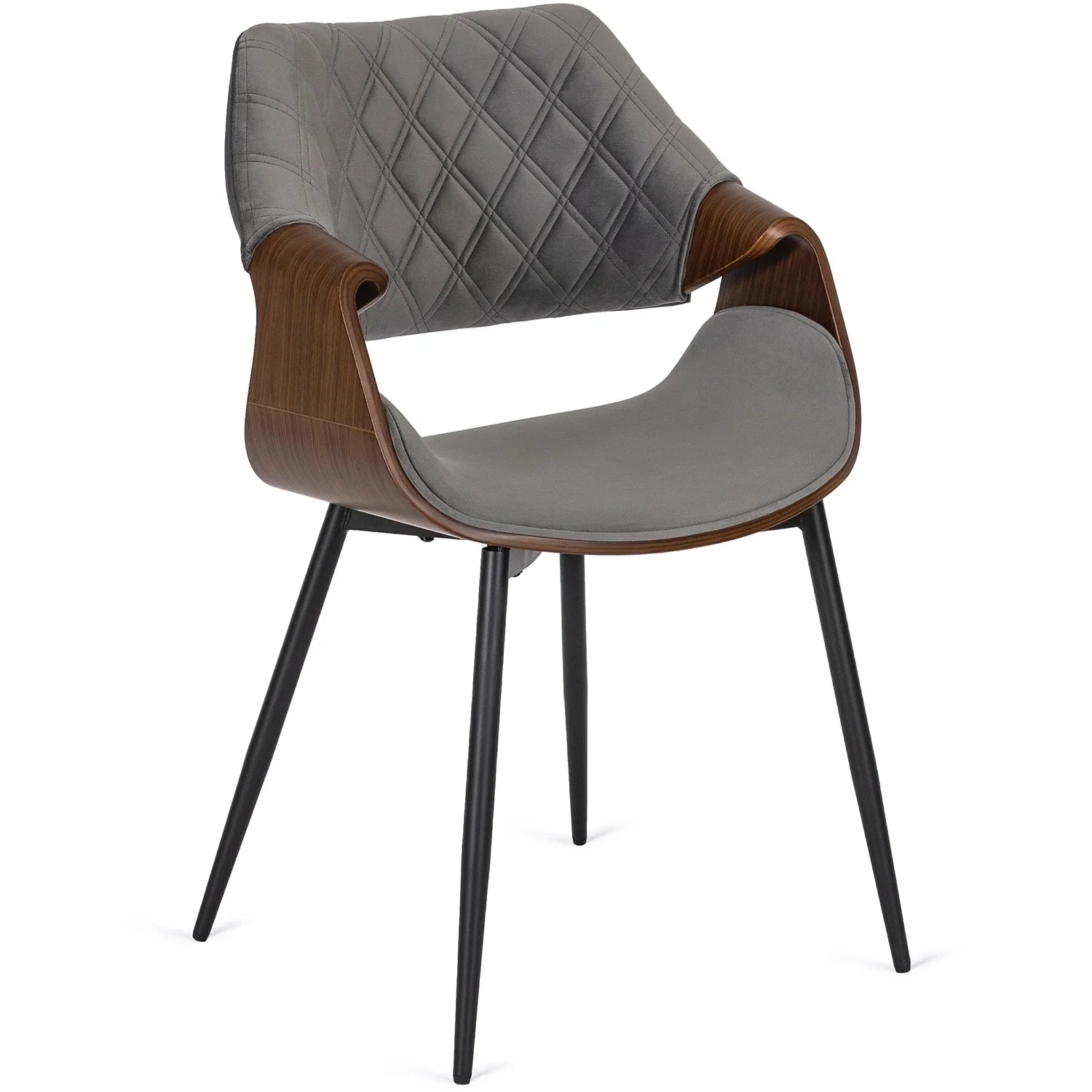 Elite DAKOTA Gray/Walnut Velour Chair – A Blend of Modern & Classic Elegance