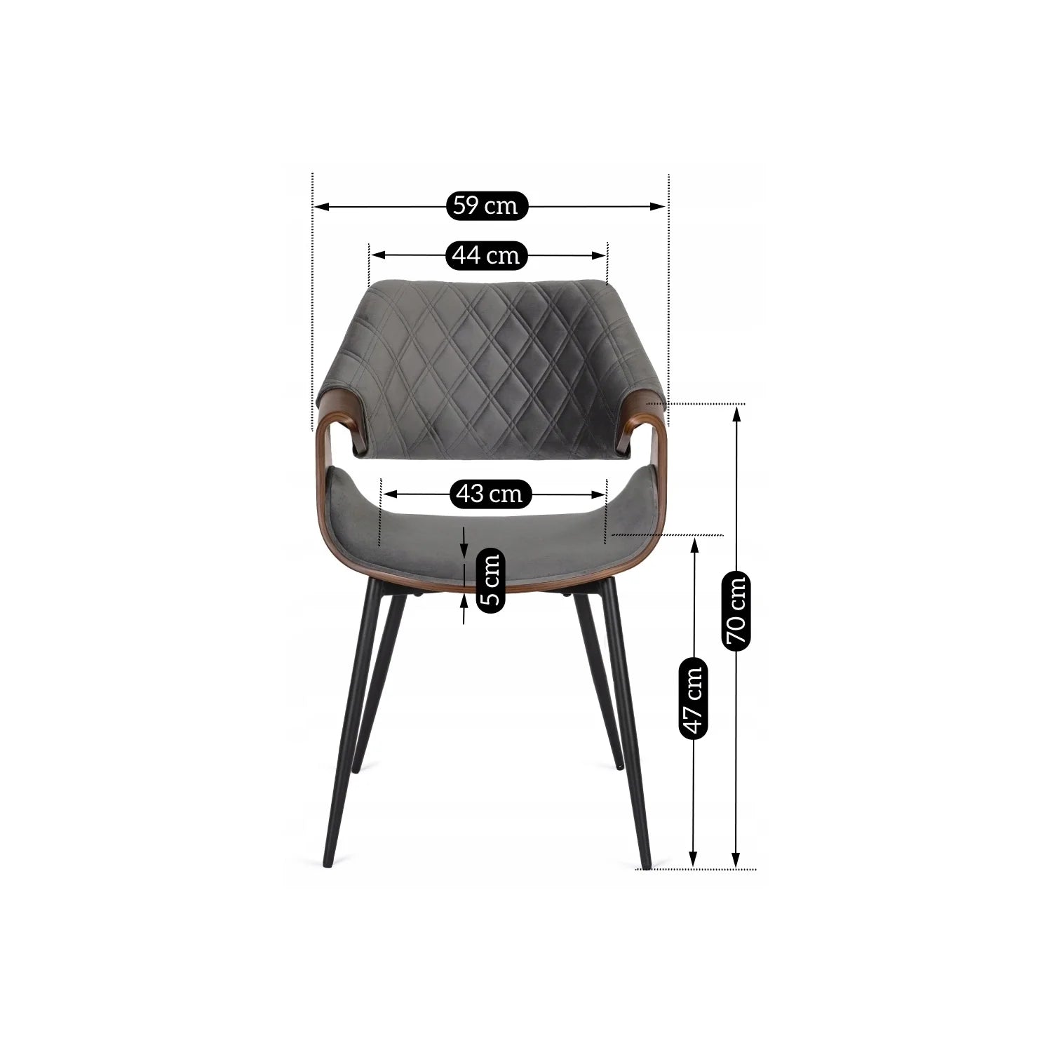 Elite DAKOTA Grau/Walnuss Veloursstuhl – Eine Mischung aus moderner und klassischer Eleganz