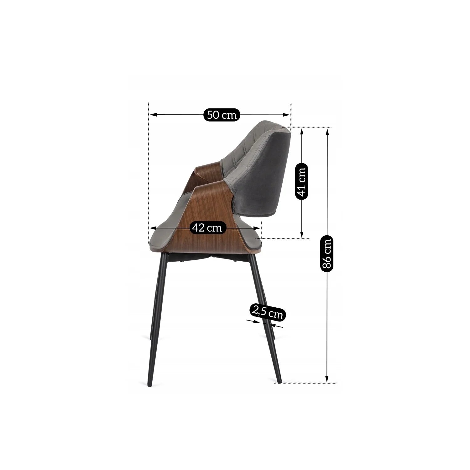 Elite DAKOTA Grau/Walnuss Veloursstuhl – Eine Mischung aus moderner und klassischer Eleganz