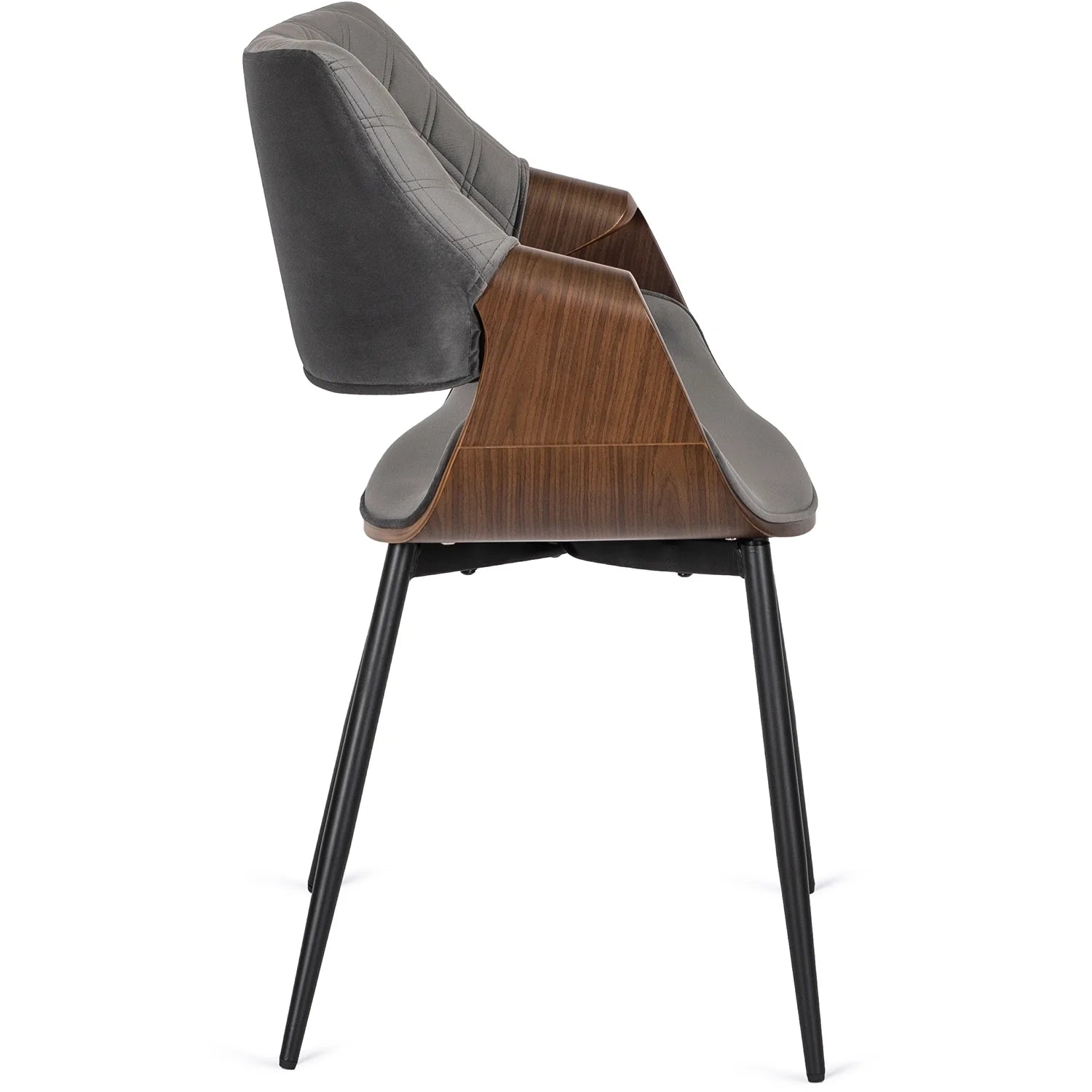 Elite DAKOTA Grau/Walnuss Veloursstuhl – Eine Mischung aus moderner und klassischer Eleganz