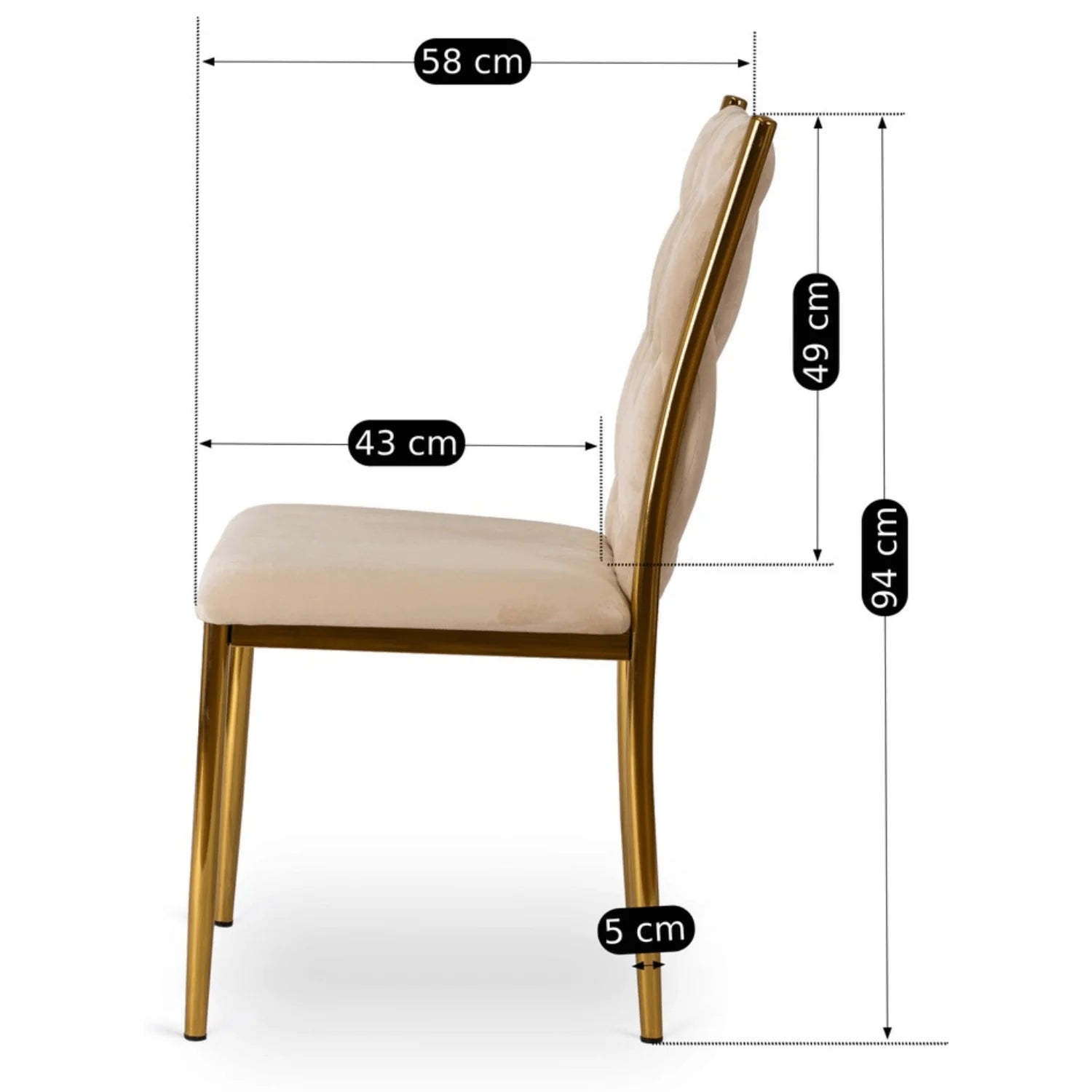 Elite DAN Chair – Cream Velvet & Gold Frame
